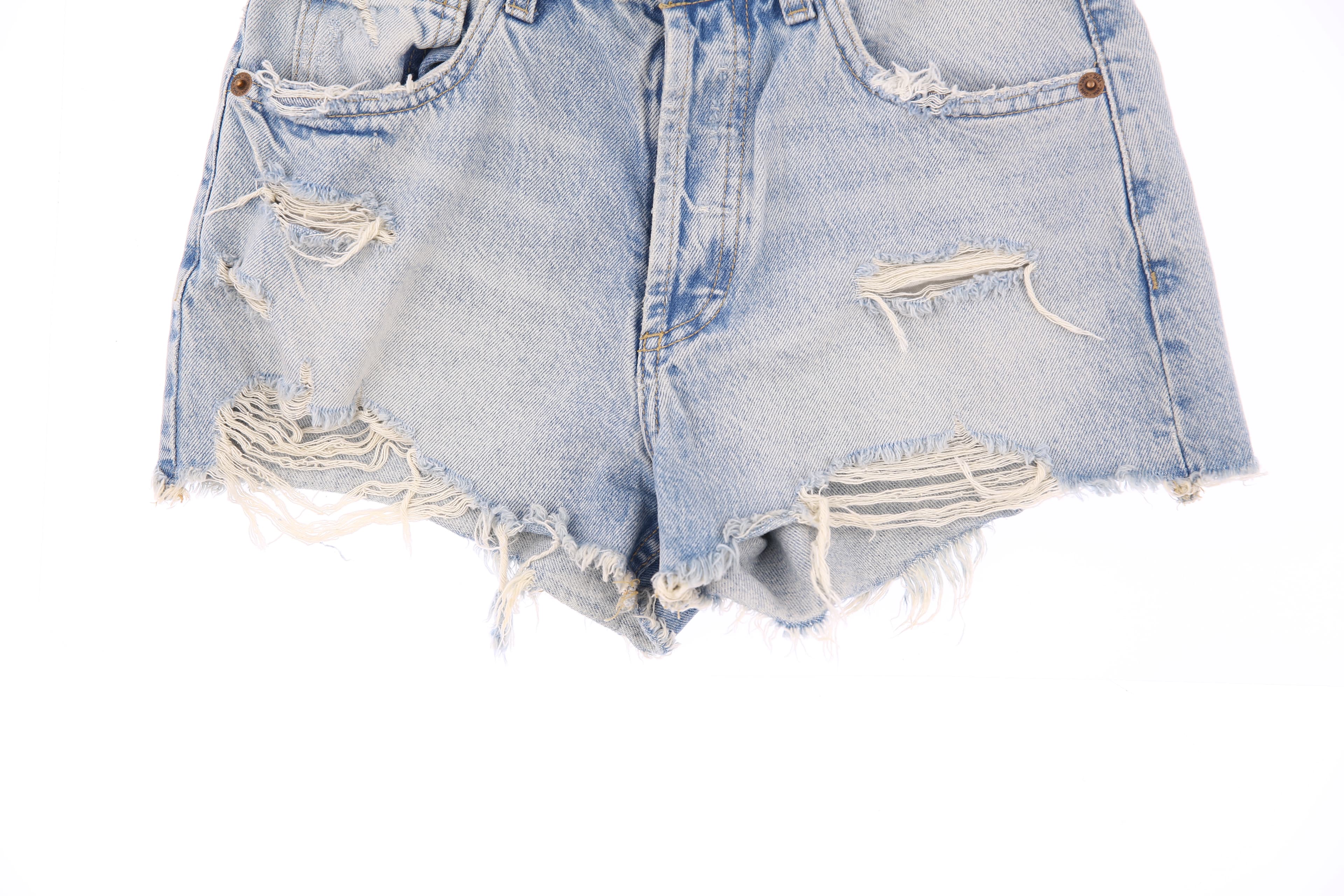 데미지 워싱 숏 데님 스커트