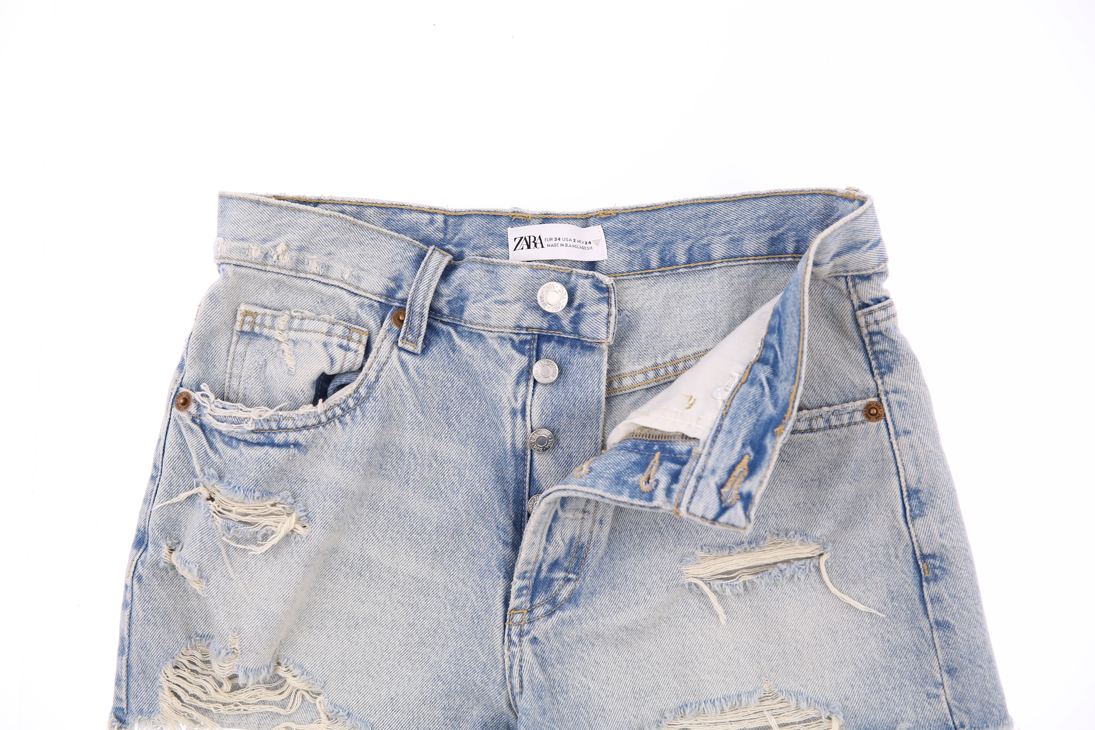 데미지 워싱 숏 데님 스커트