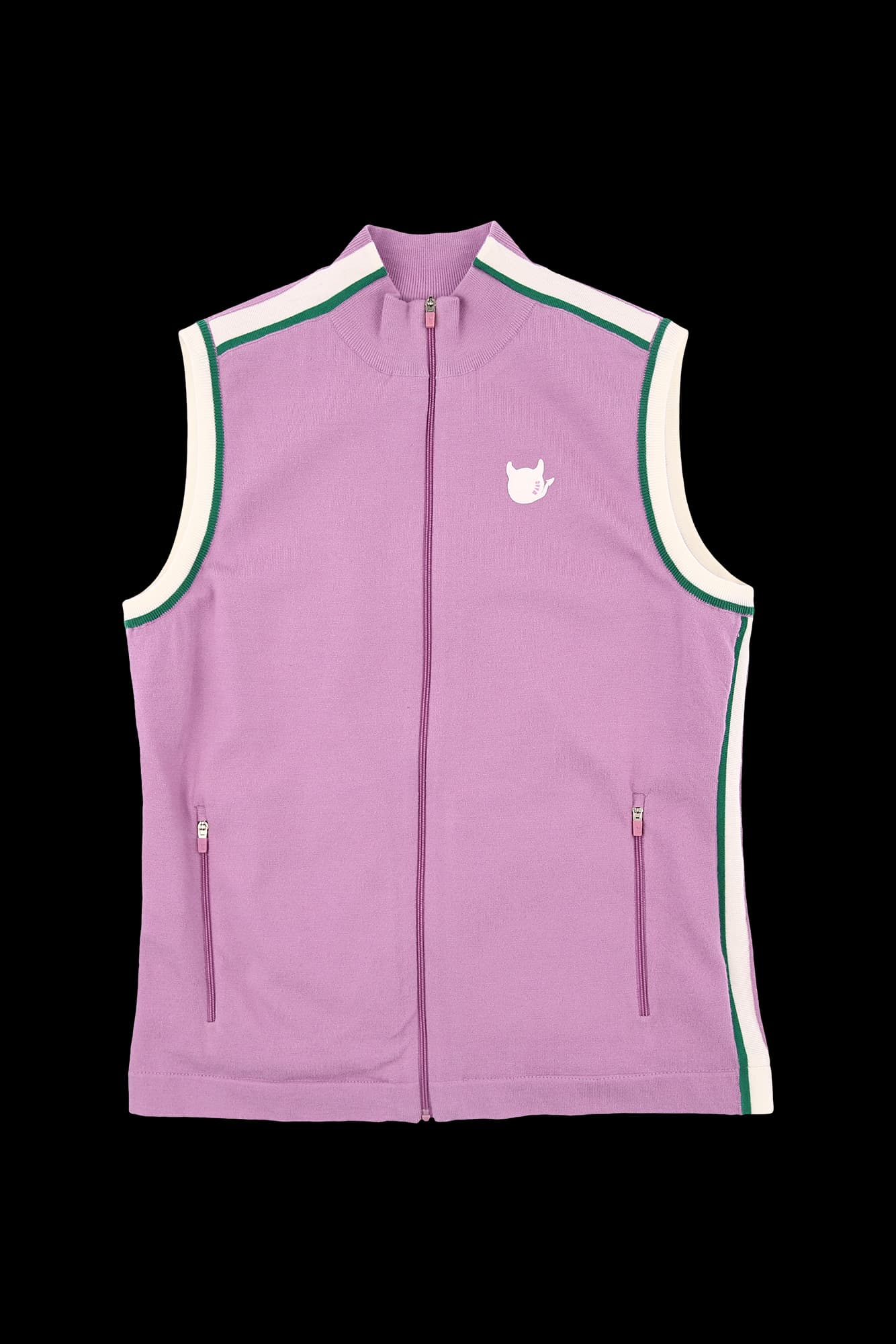 배색 민소매 니트 집업