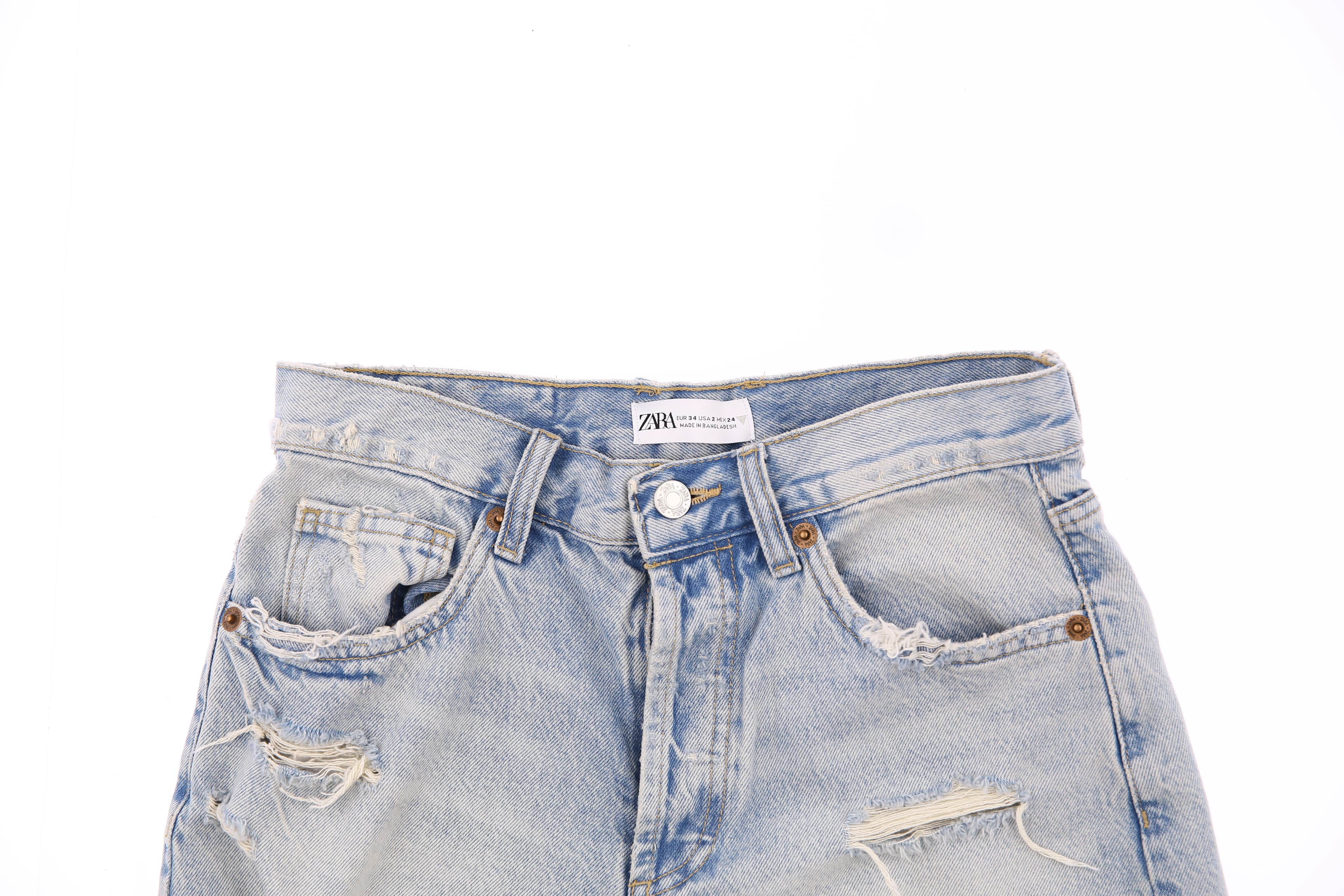 데미지 워싱 숏 데님 스커트