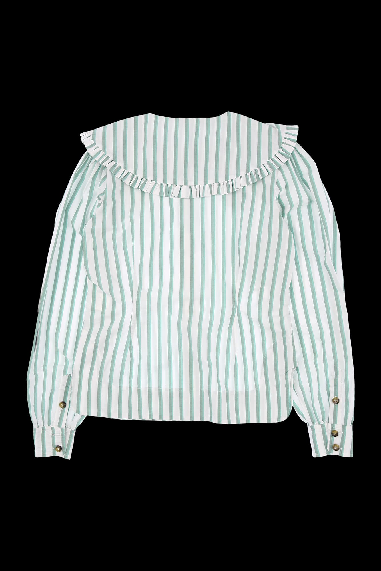 프릴 카라 스트라이프 블라우스