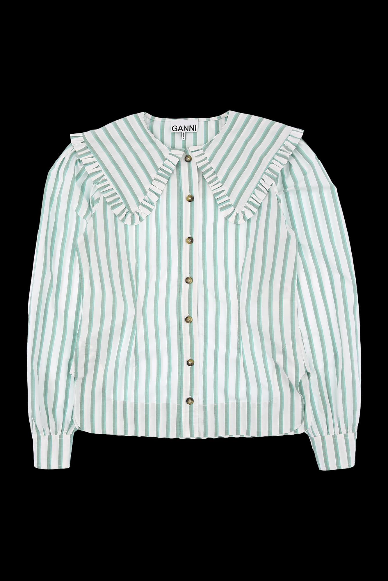 프릴 카라 스트라이프 블라우스