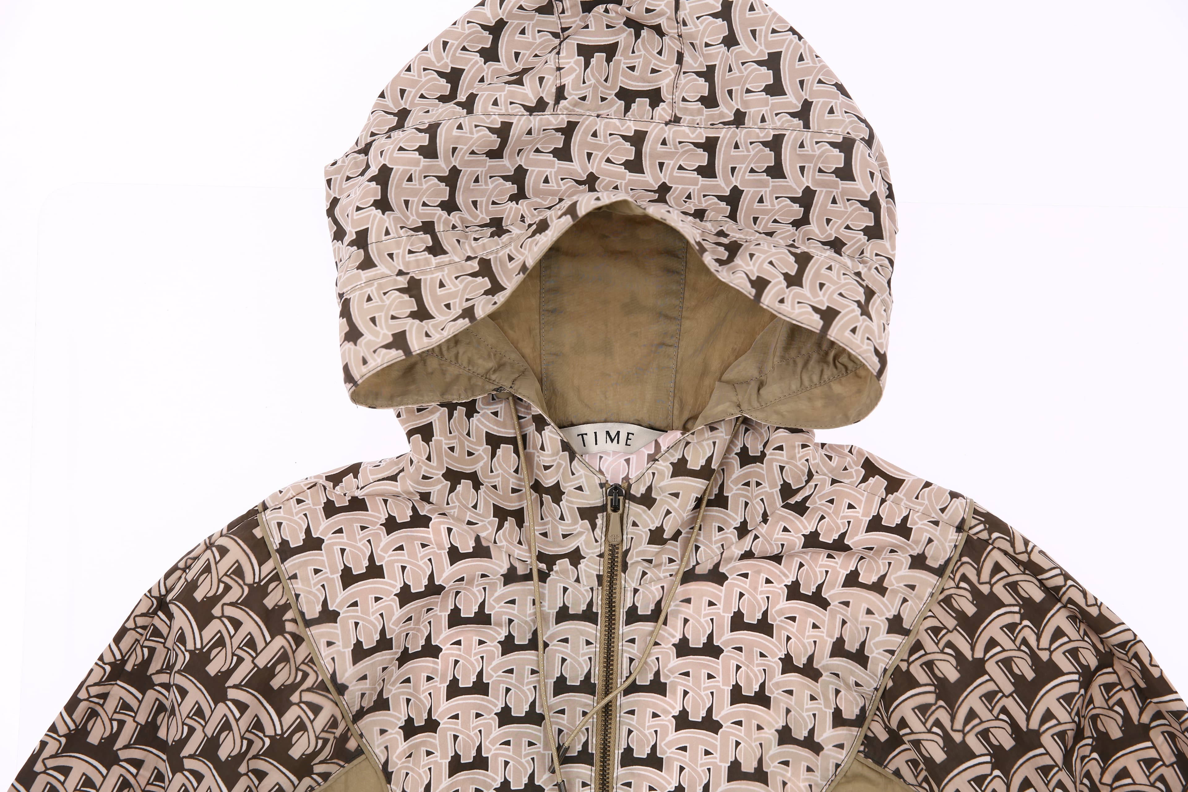 타임 로고 후드 하프집업