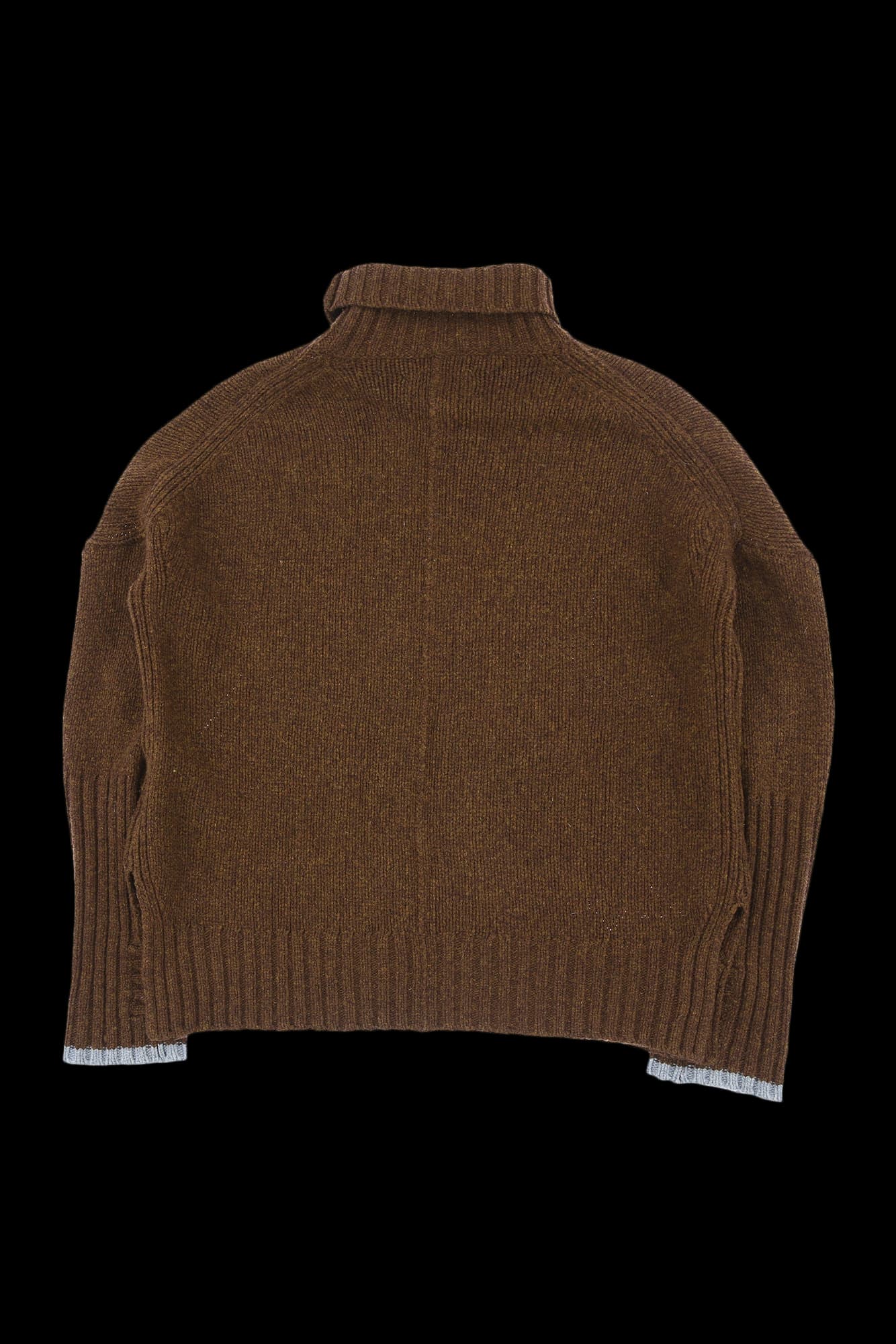 배색 목폴라 니트