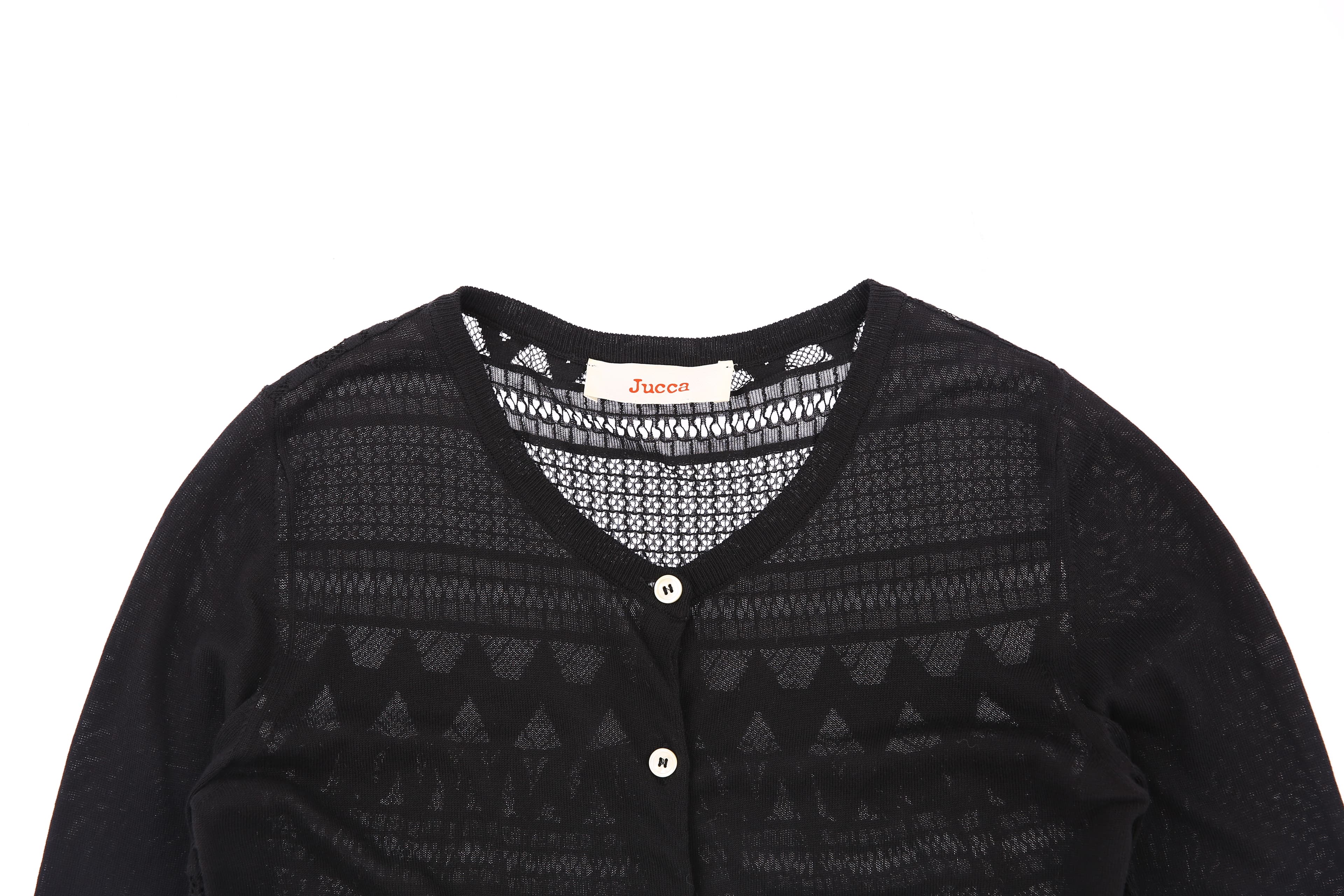 레이스 배색 니트 가디건