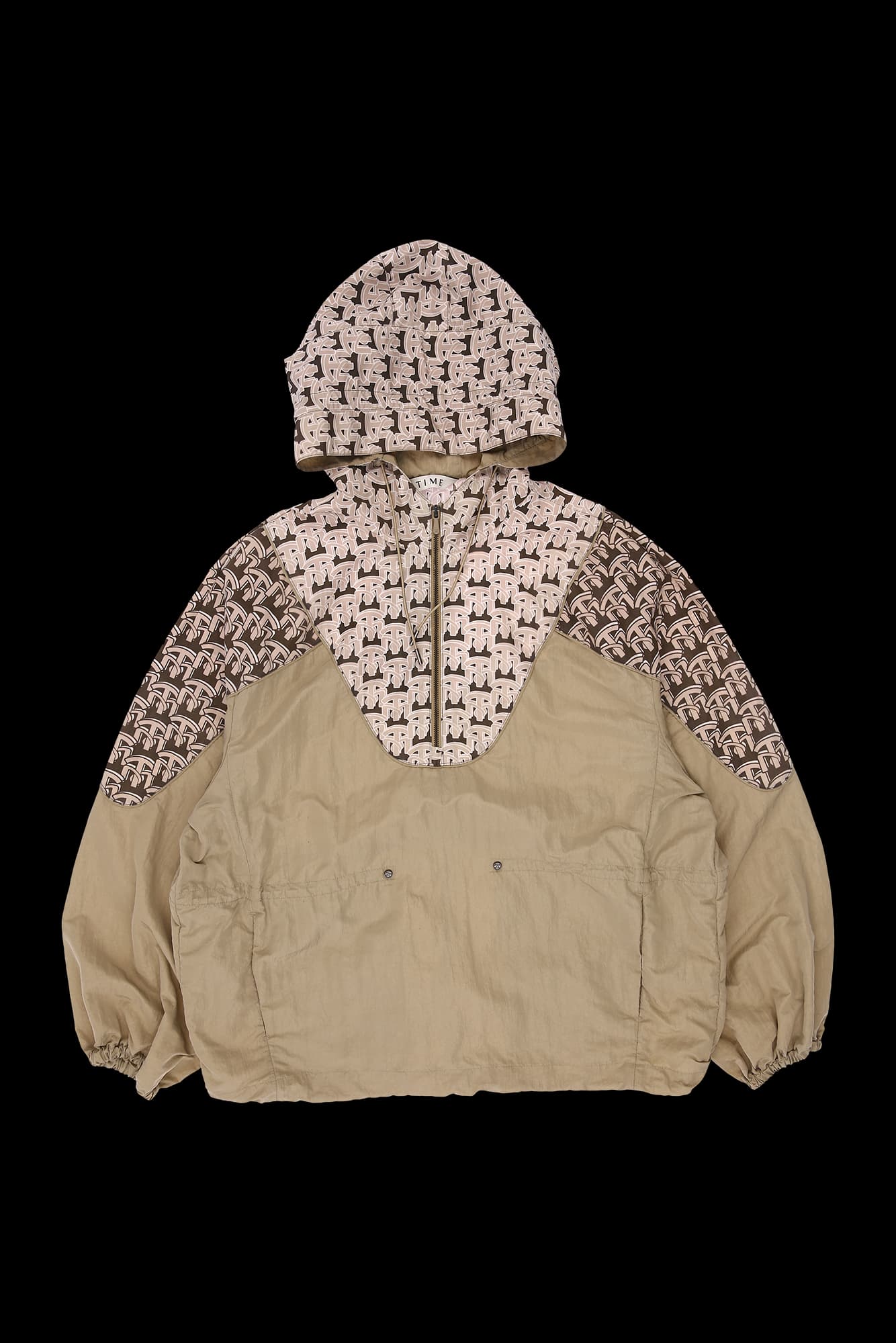 타임 로고 후드 하프집업