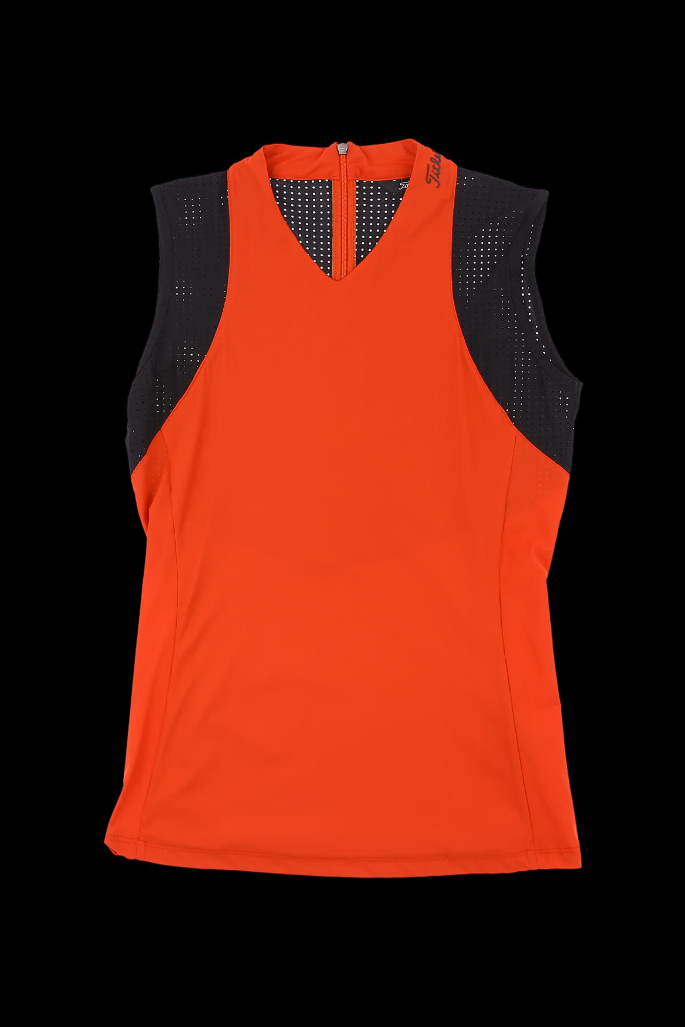 펀칭 소매 배색 슬리브리스