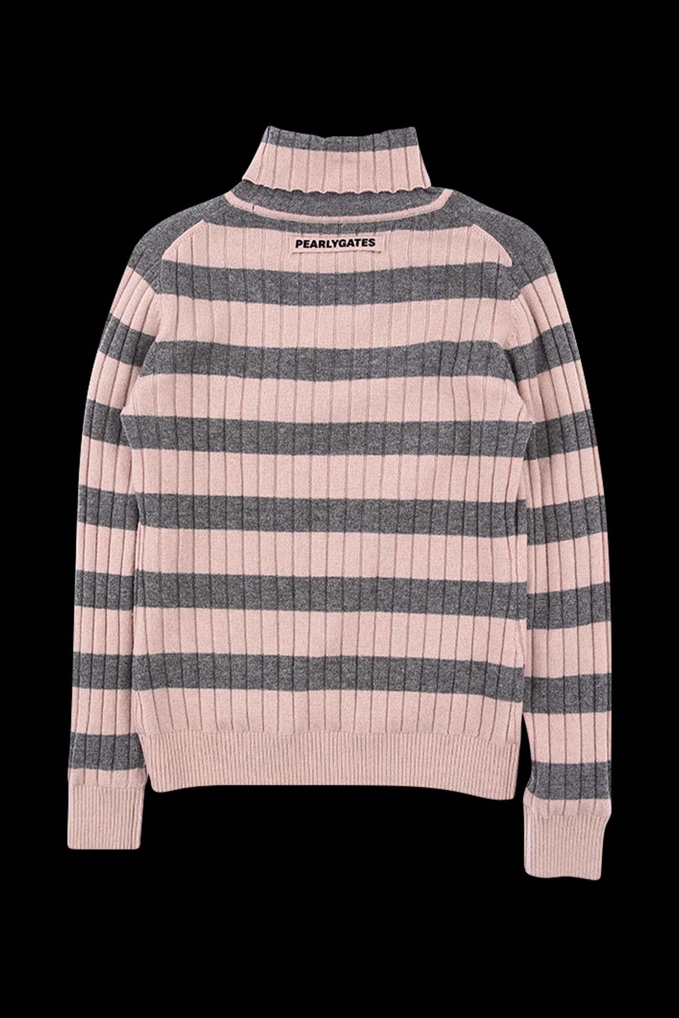 배색 하이넥 니트