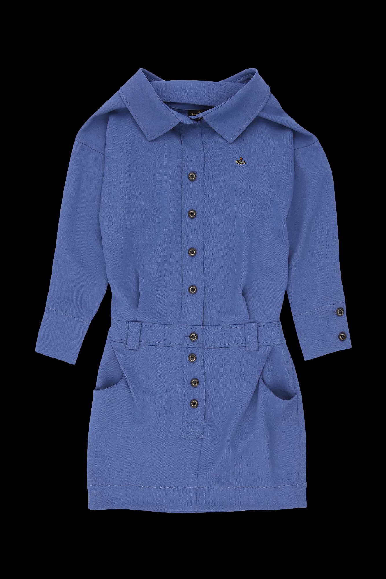 긴팔 허리 트임 카라 원피스