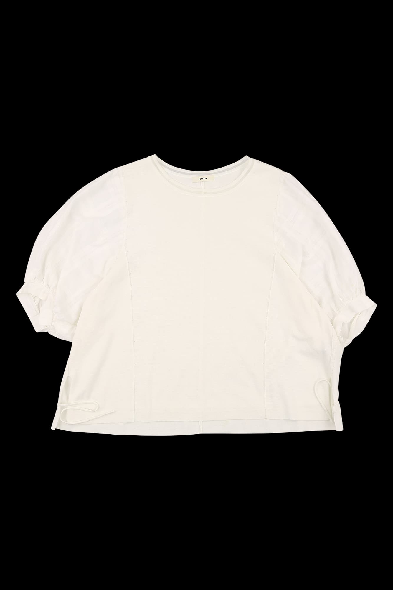 배색 반팔 니트