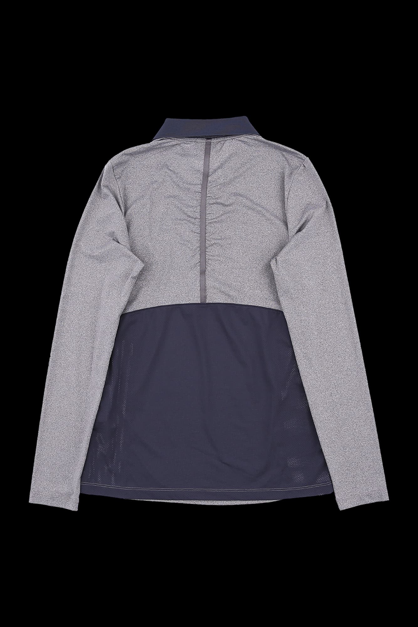 매쉬 배색 긴팔 카라 티셔츠