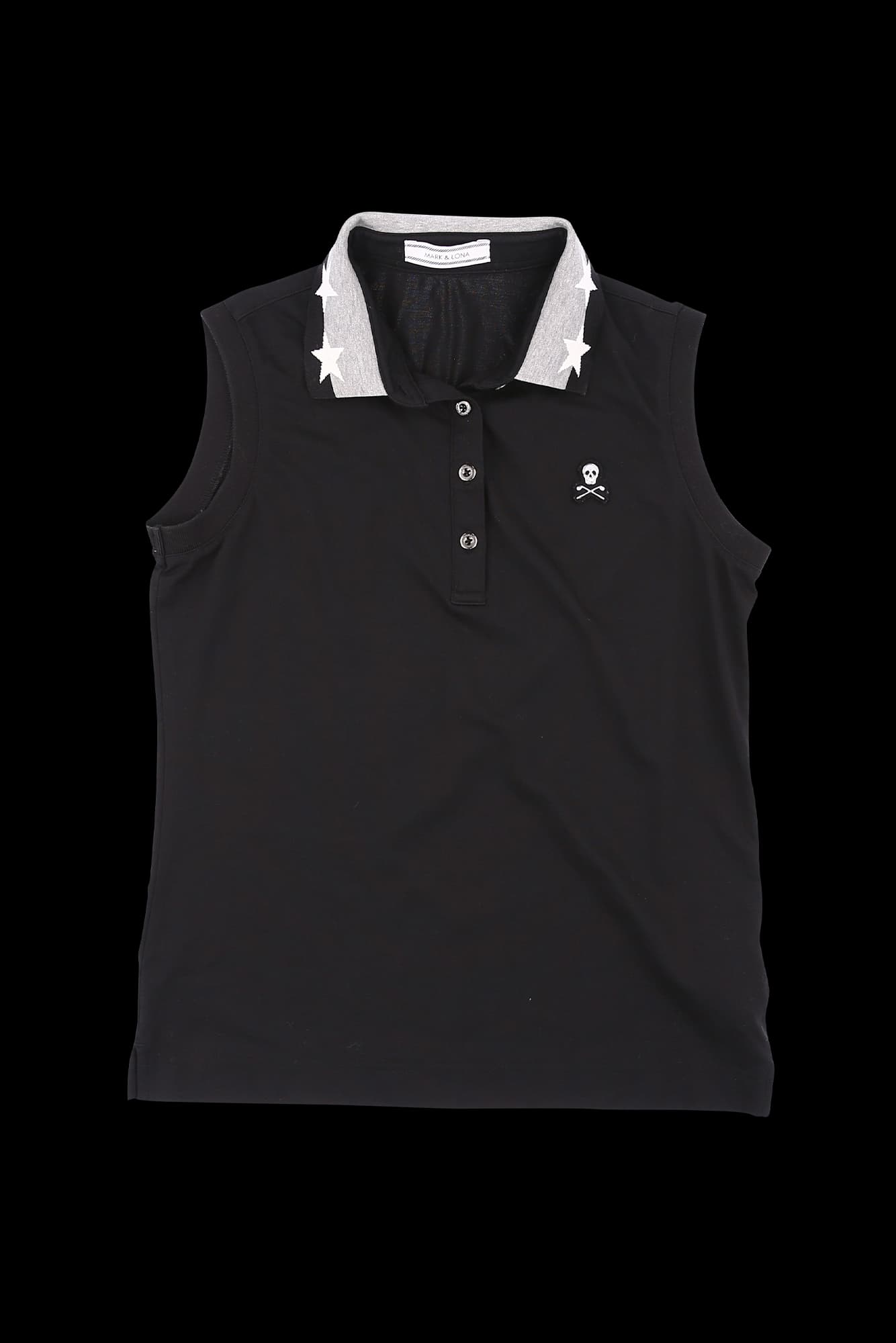 카라 배색 민소매 티셔츠