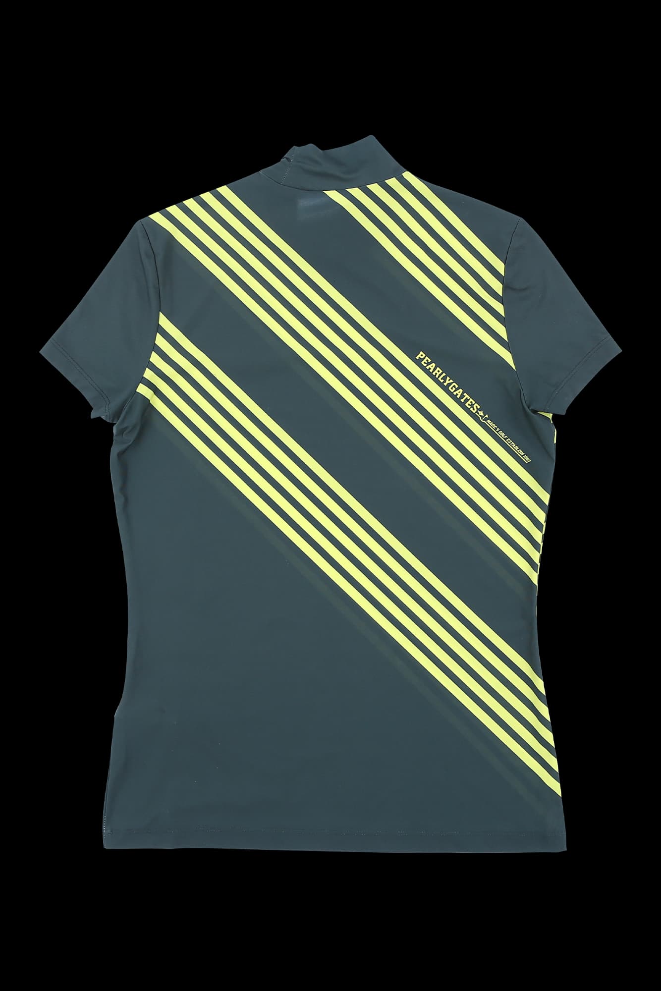 배색 스트라이츠 하이넥 반팔 티셔츠