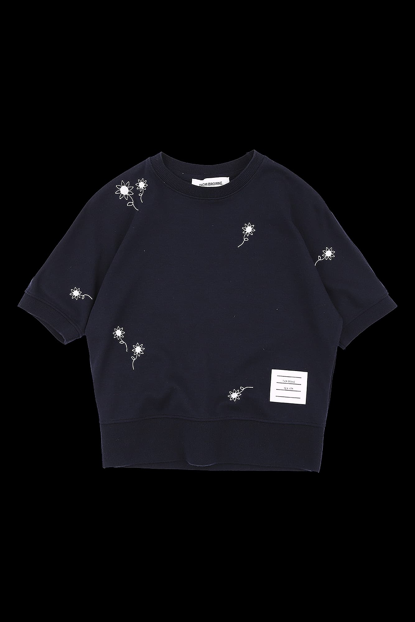 플라워 자수 반팔 티셔츠