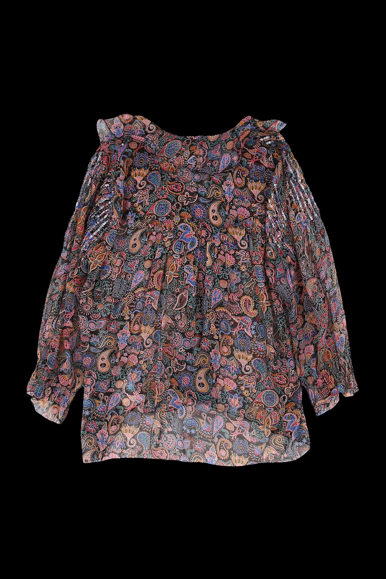 핀턱 프릴 프린트 블라우스