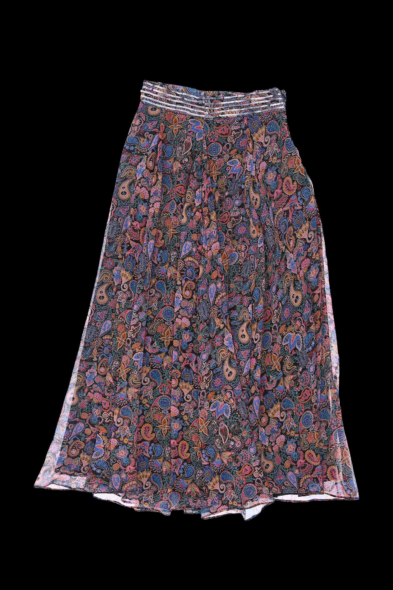 프린트 롱 쉬폰 스커트