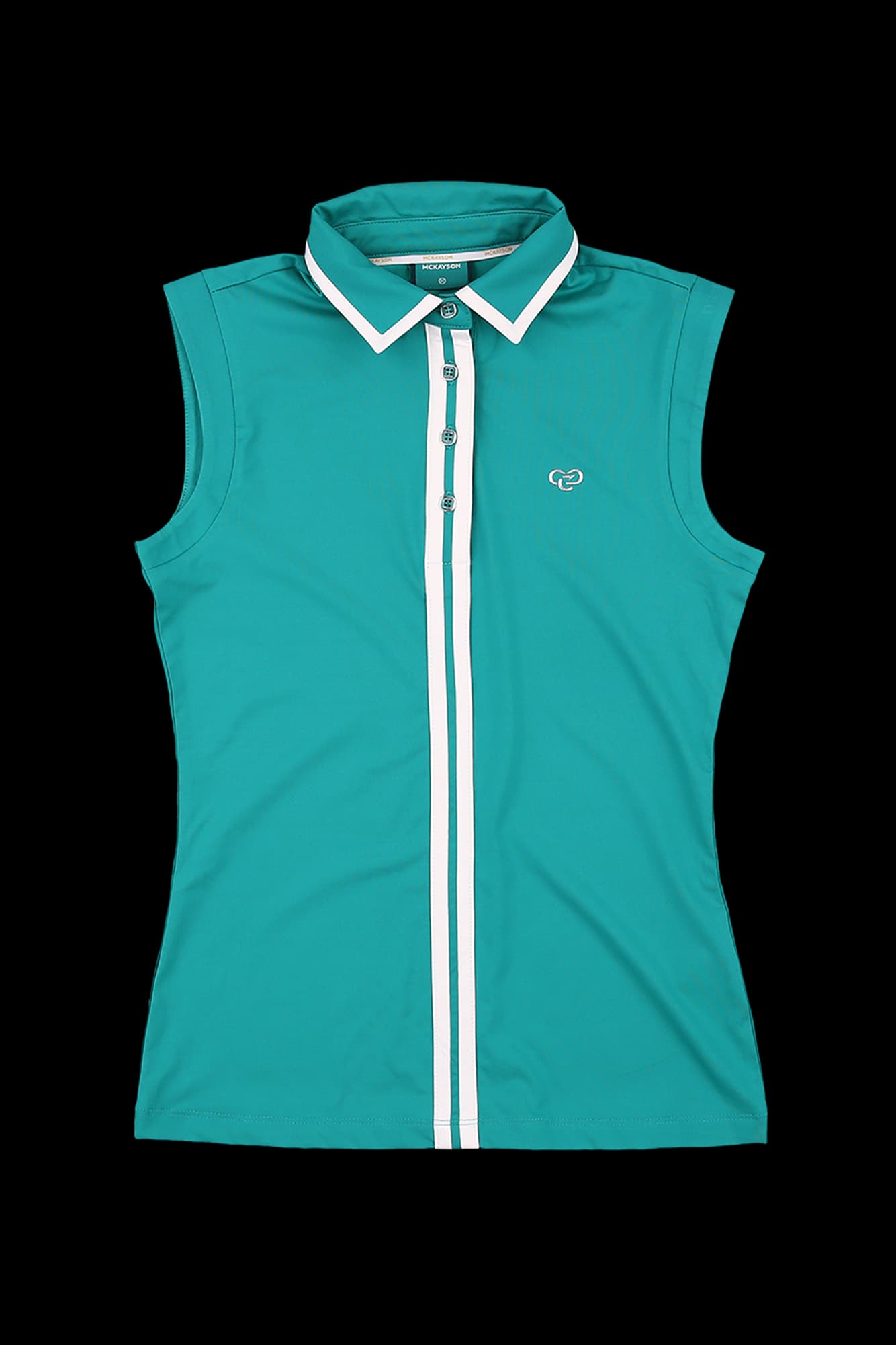 배색 라인 카라 슬리브리스