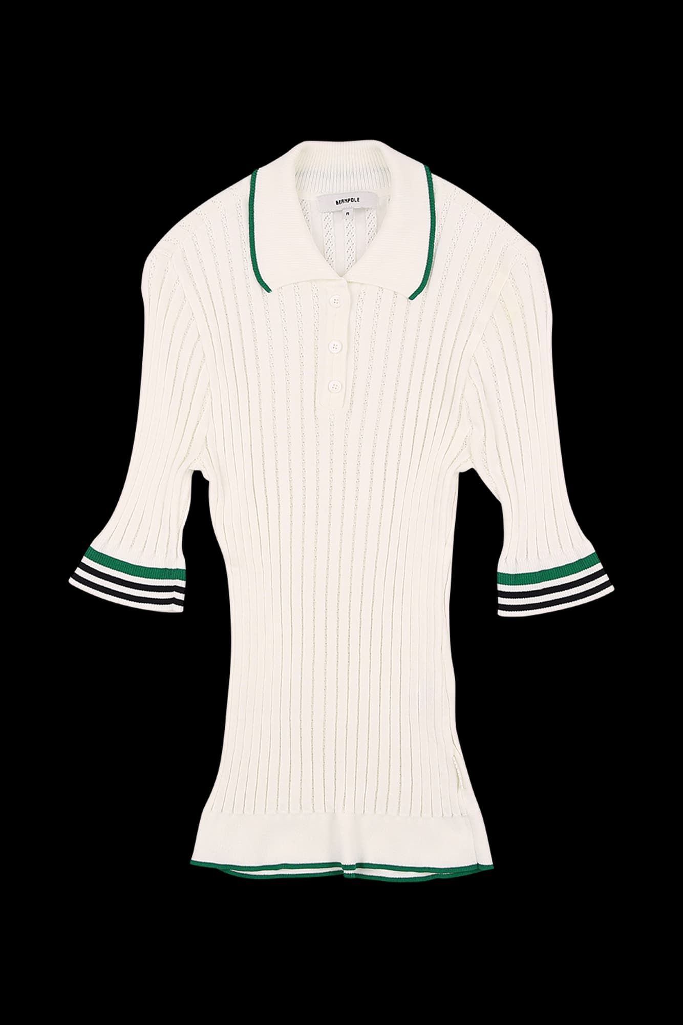 카라 배색 반팔 니트