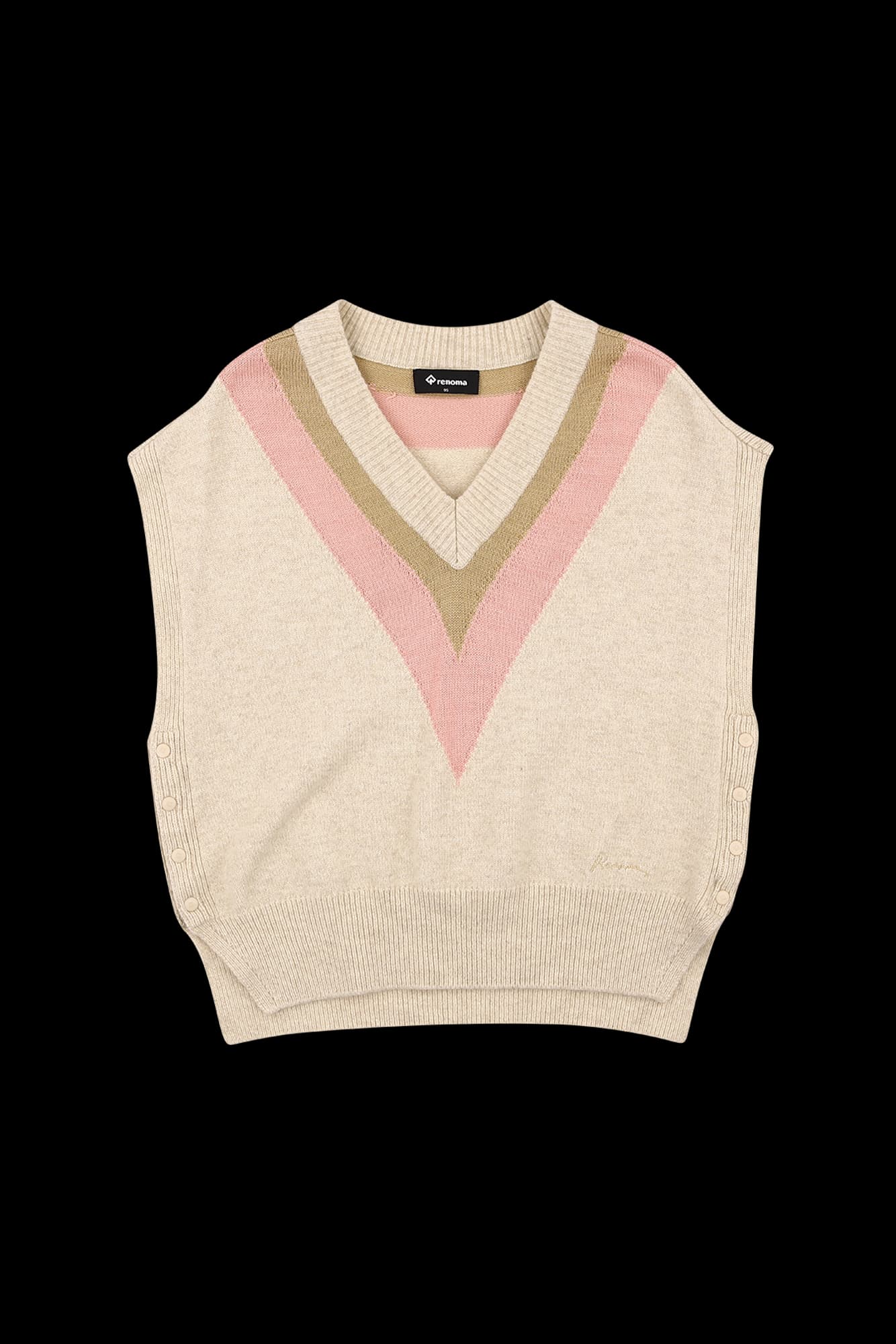 V넥 배색 니트 베스트