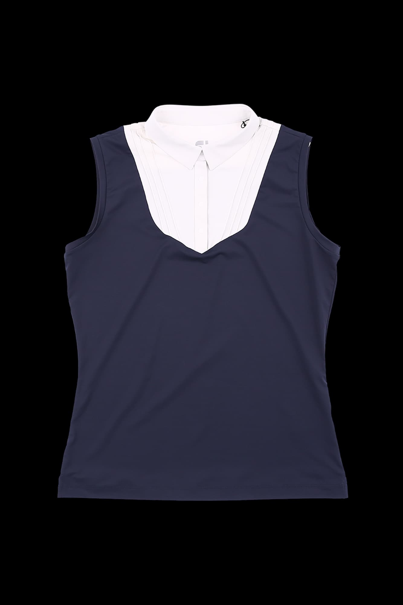 넥 배색 카라 민소매