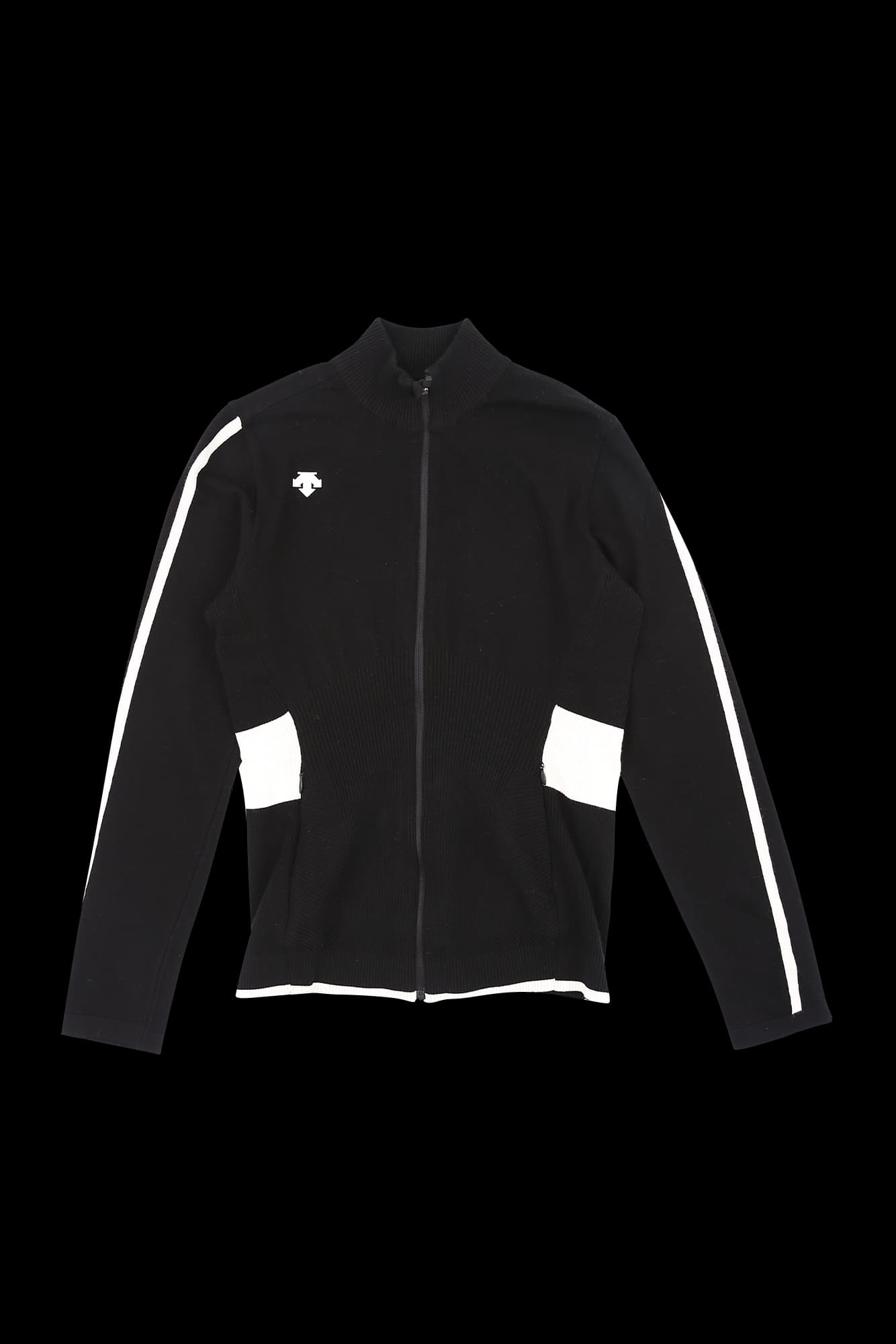 로고 배색 니트 집업