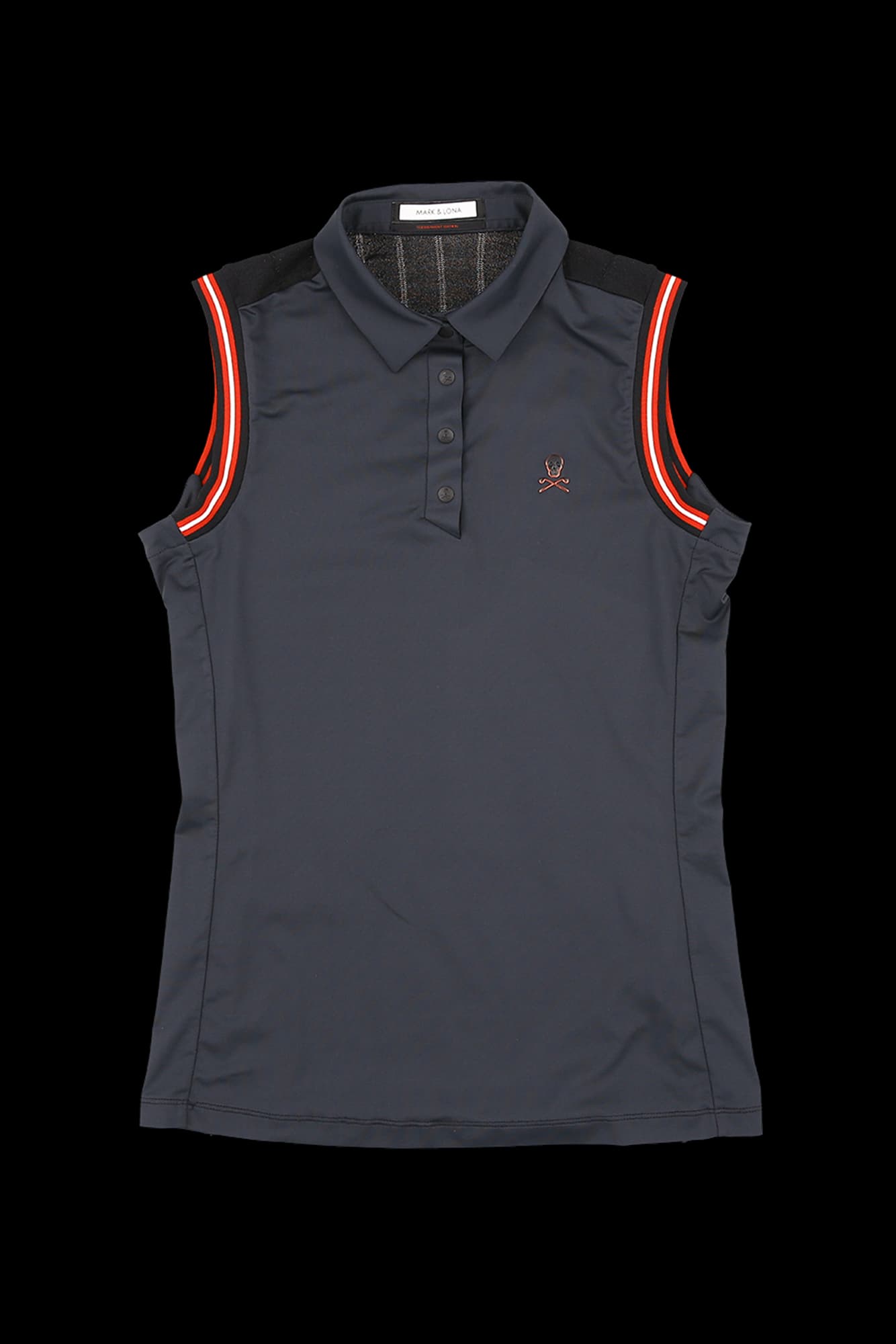 니트 배색 카라 슬리브리스