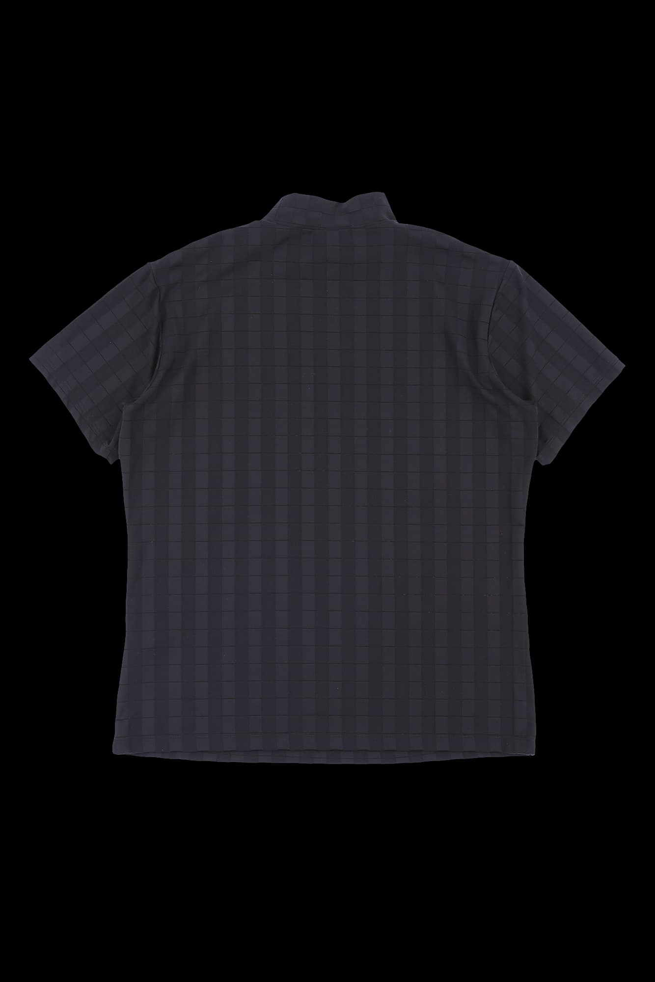 스퀘어 패턴 하이넥 반팔 티셔츠