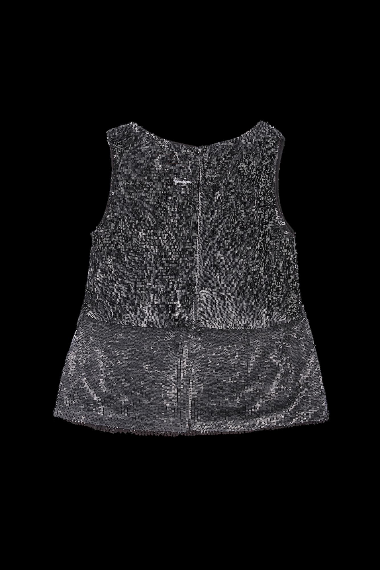 브이넥 비즈 민소매