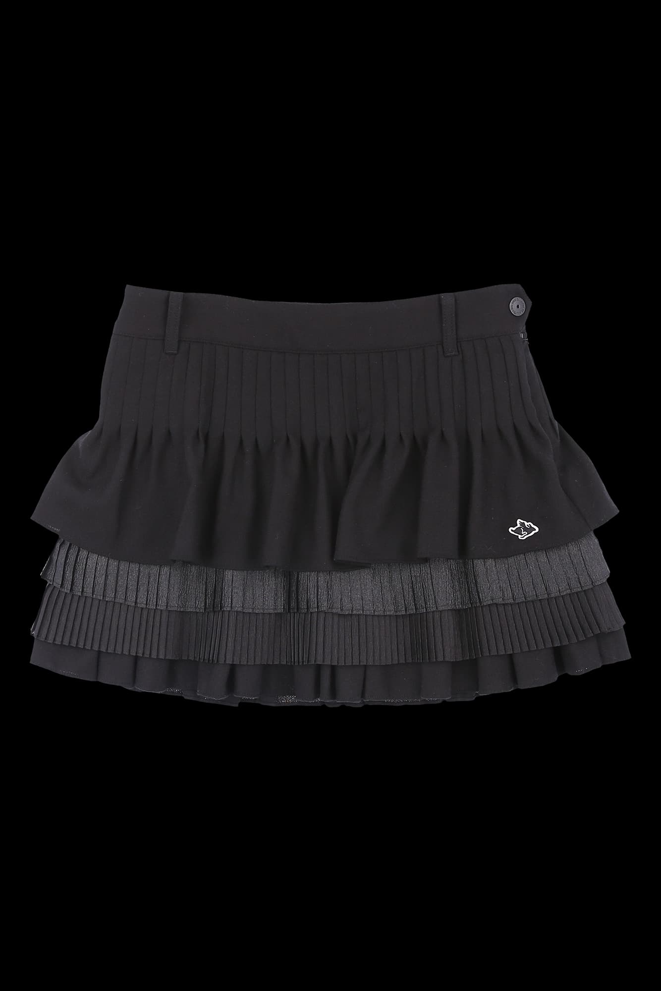 라운드 포켓 레이어드 플리츠 스커트