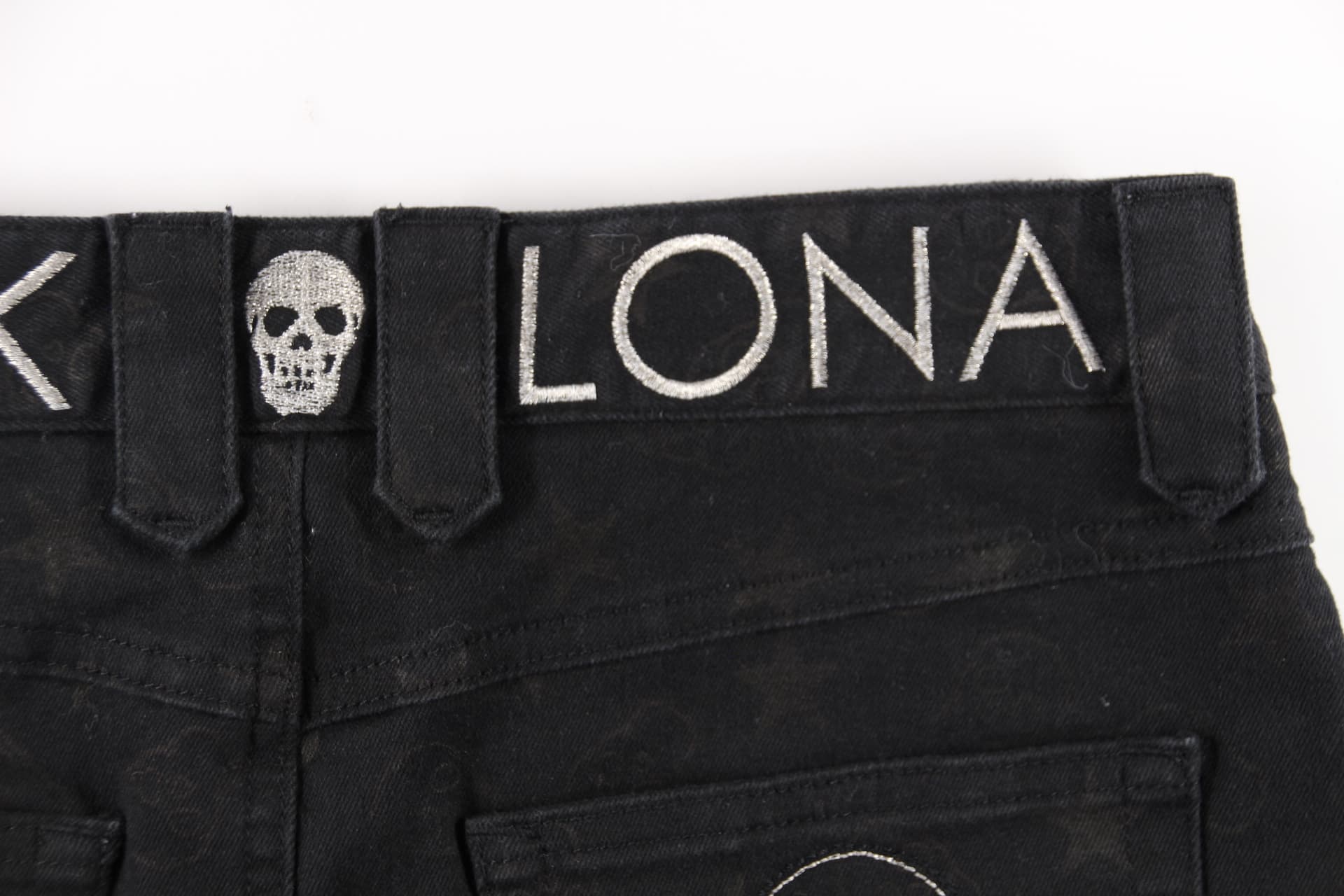 패턴 로고 자수 스커트