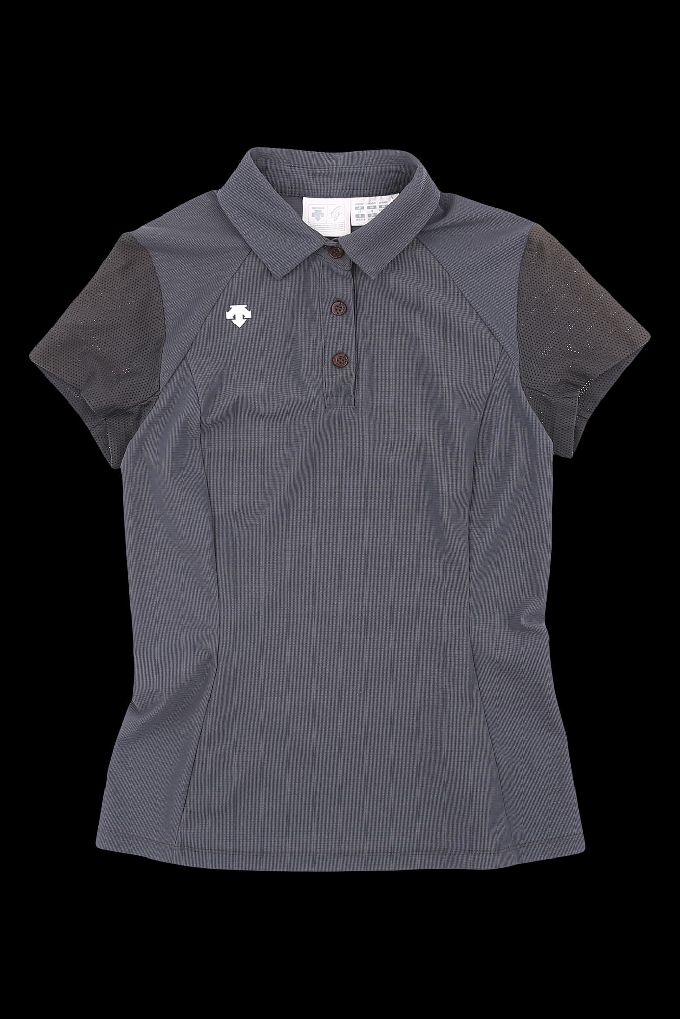 메쉬 소매 카라 반팔 티셔츠