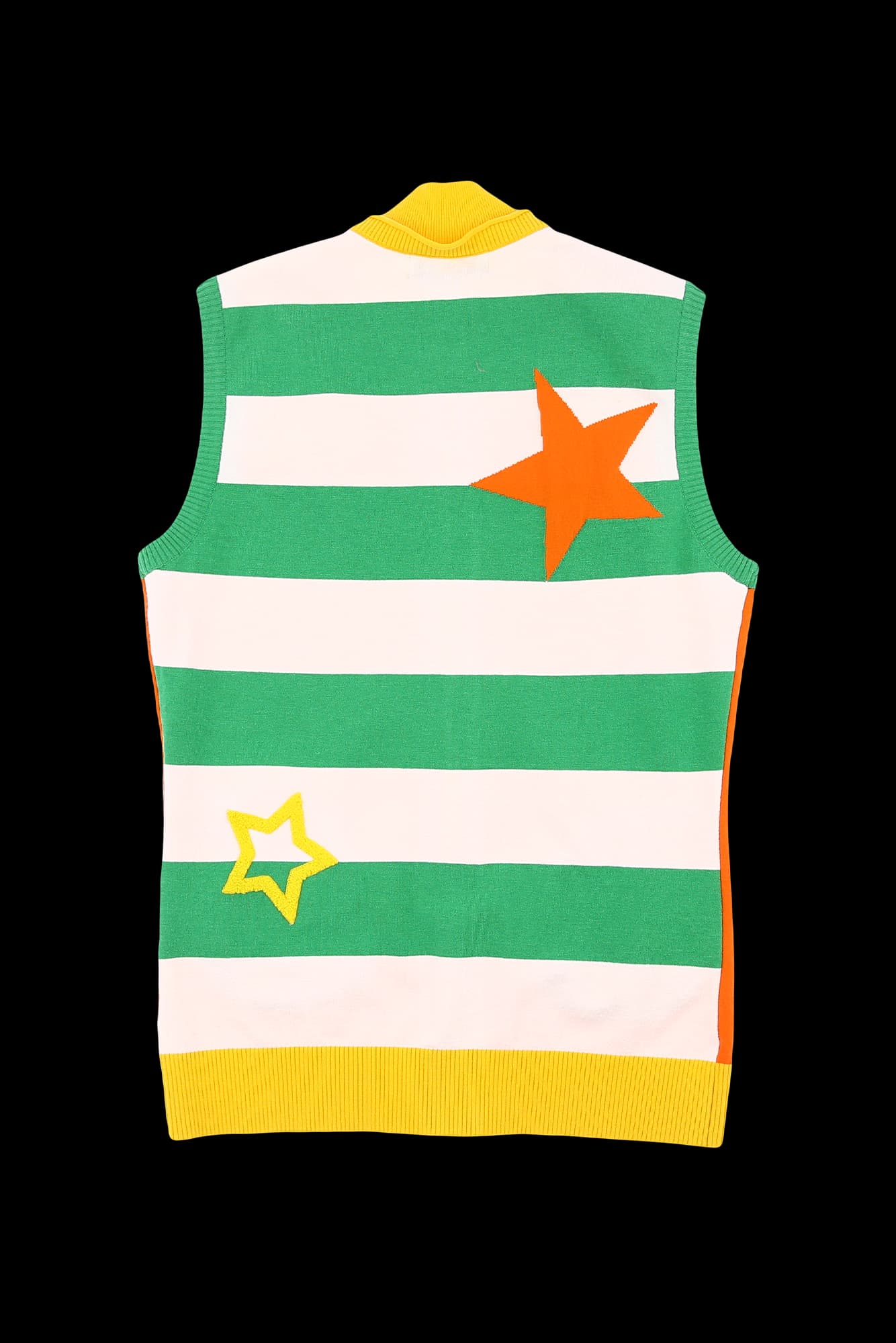 배색 니트 집업 베스트