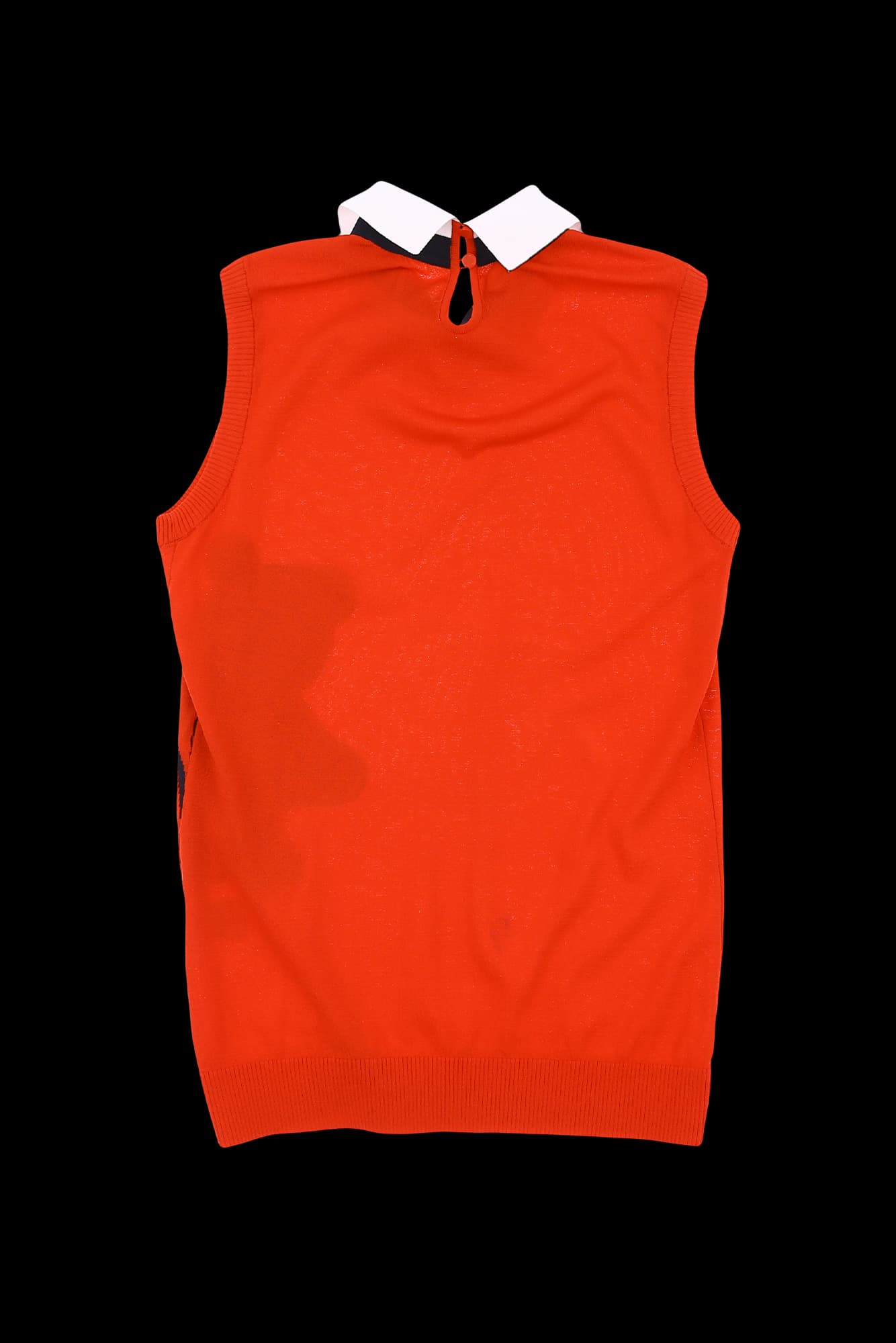 카라 배색 슬리브리스 니트