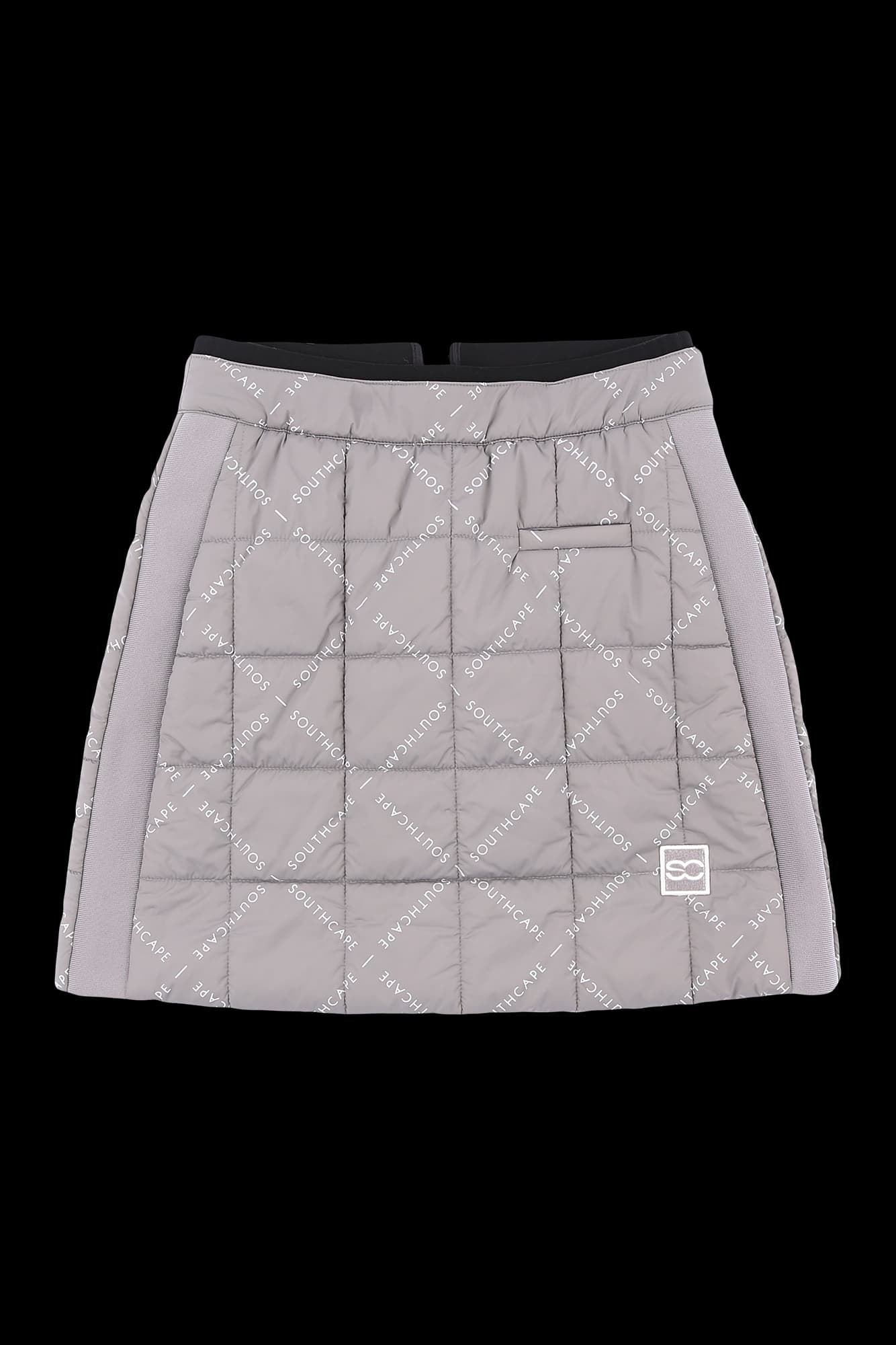 로고 패턴 패딩 스커트