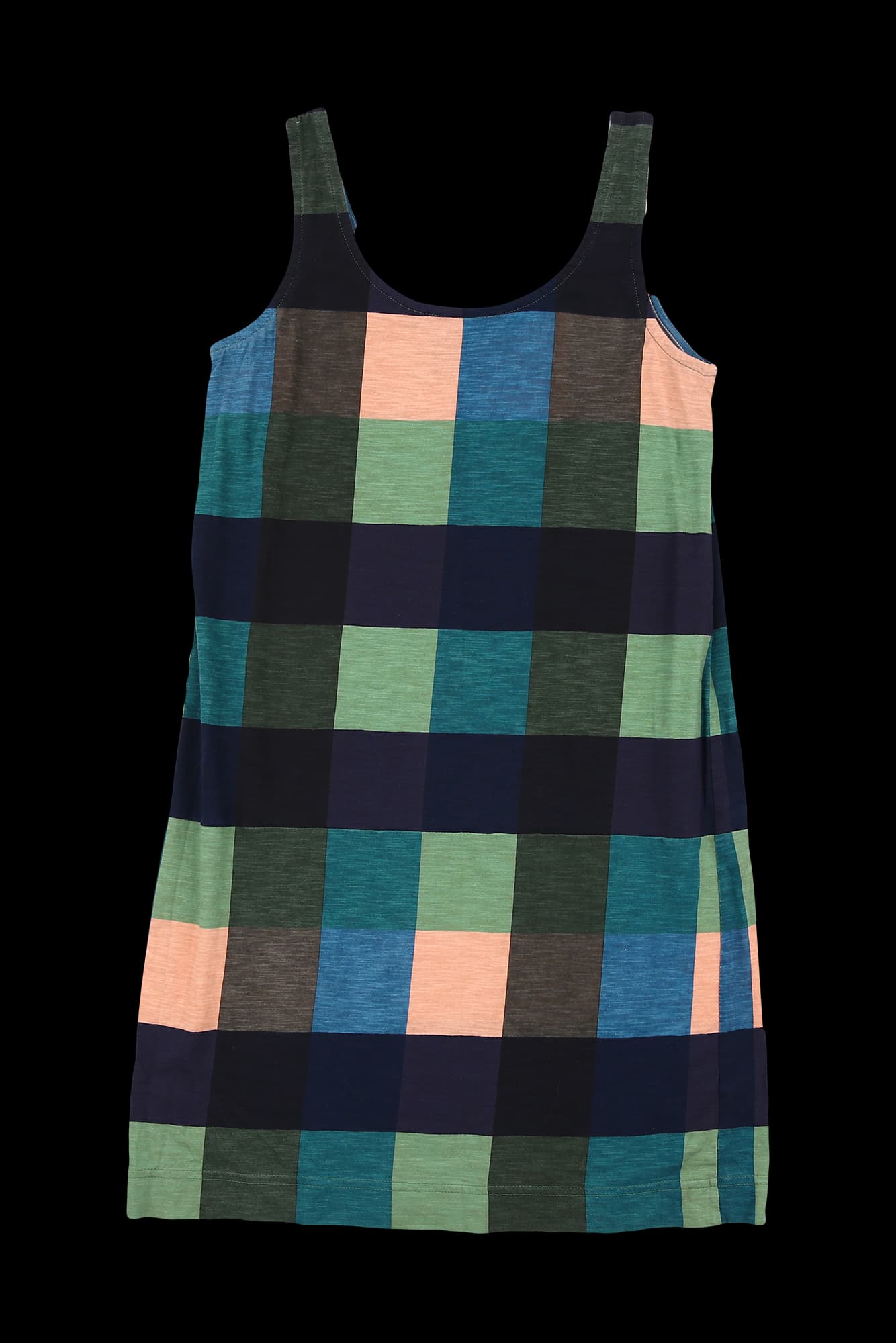 컬러 블럭 패턴 슬리브리스 원피스