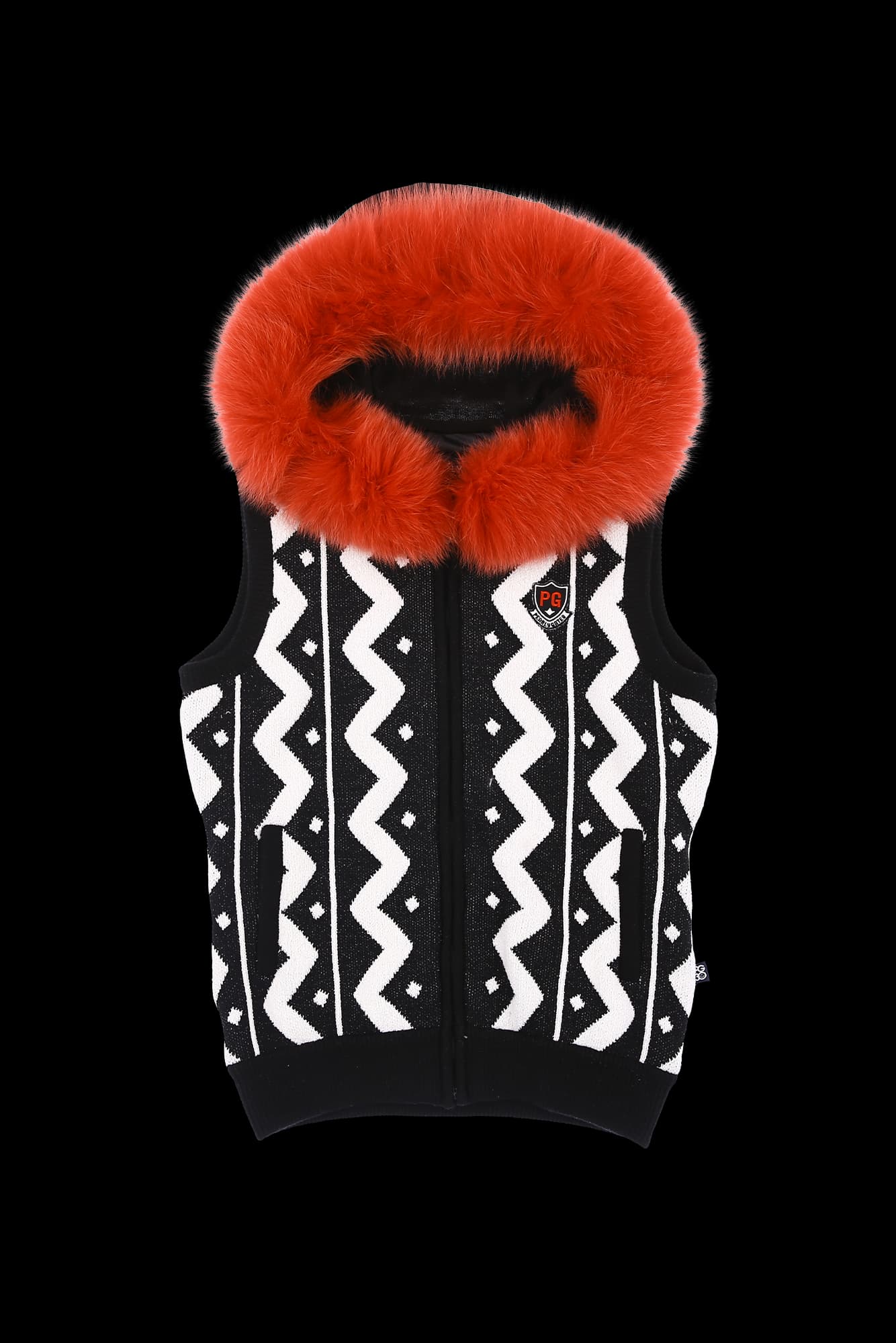 털후드 니트 베스트 집업