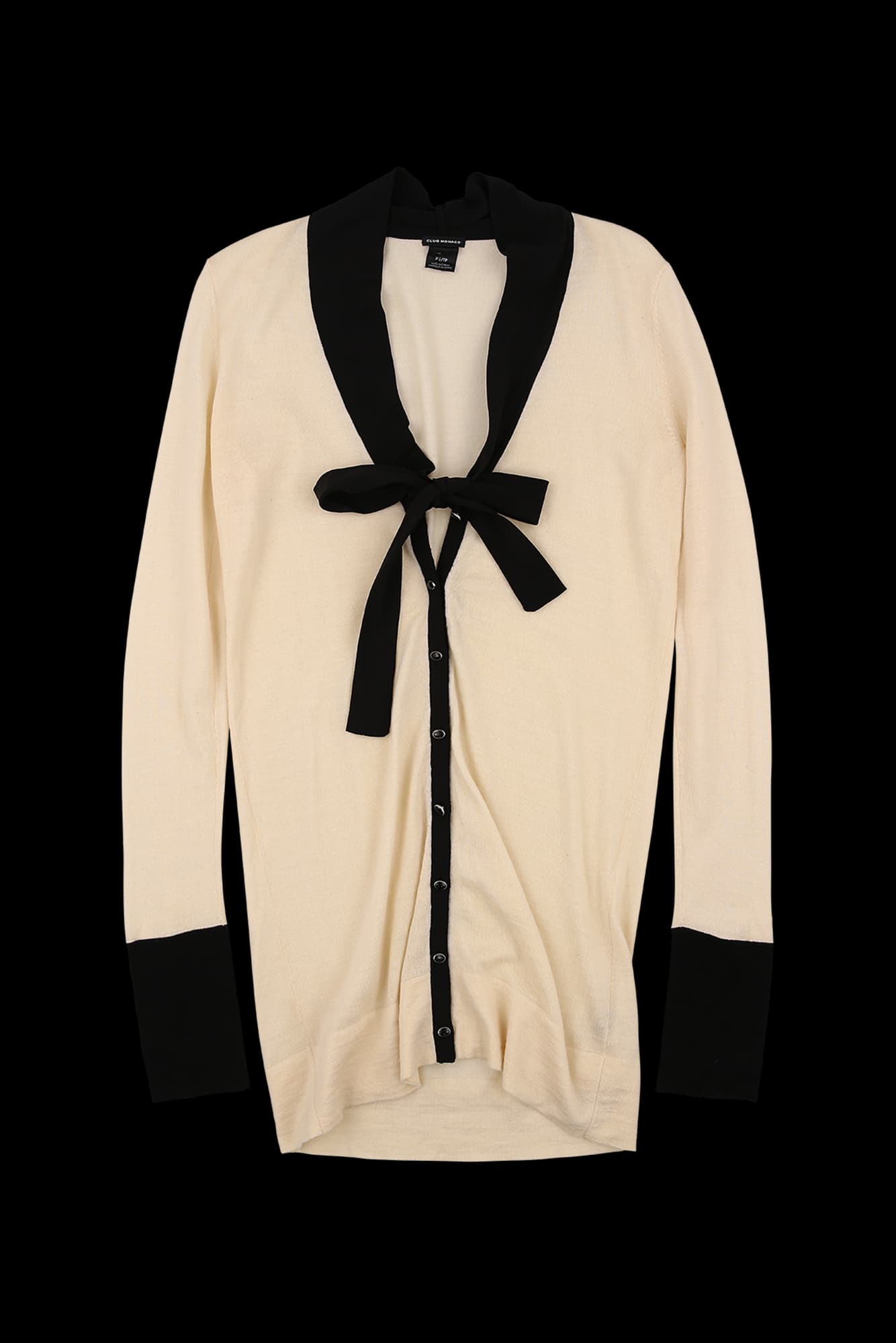 브이넥 리본 가디건