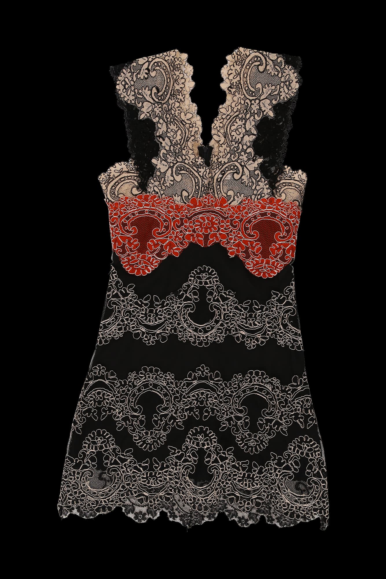 레이스 배색 나시 원피스