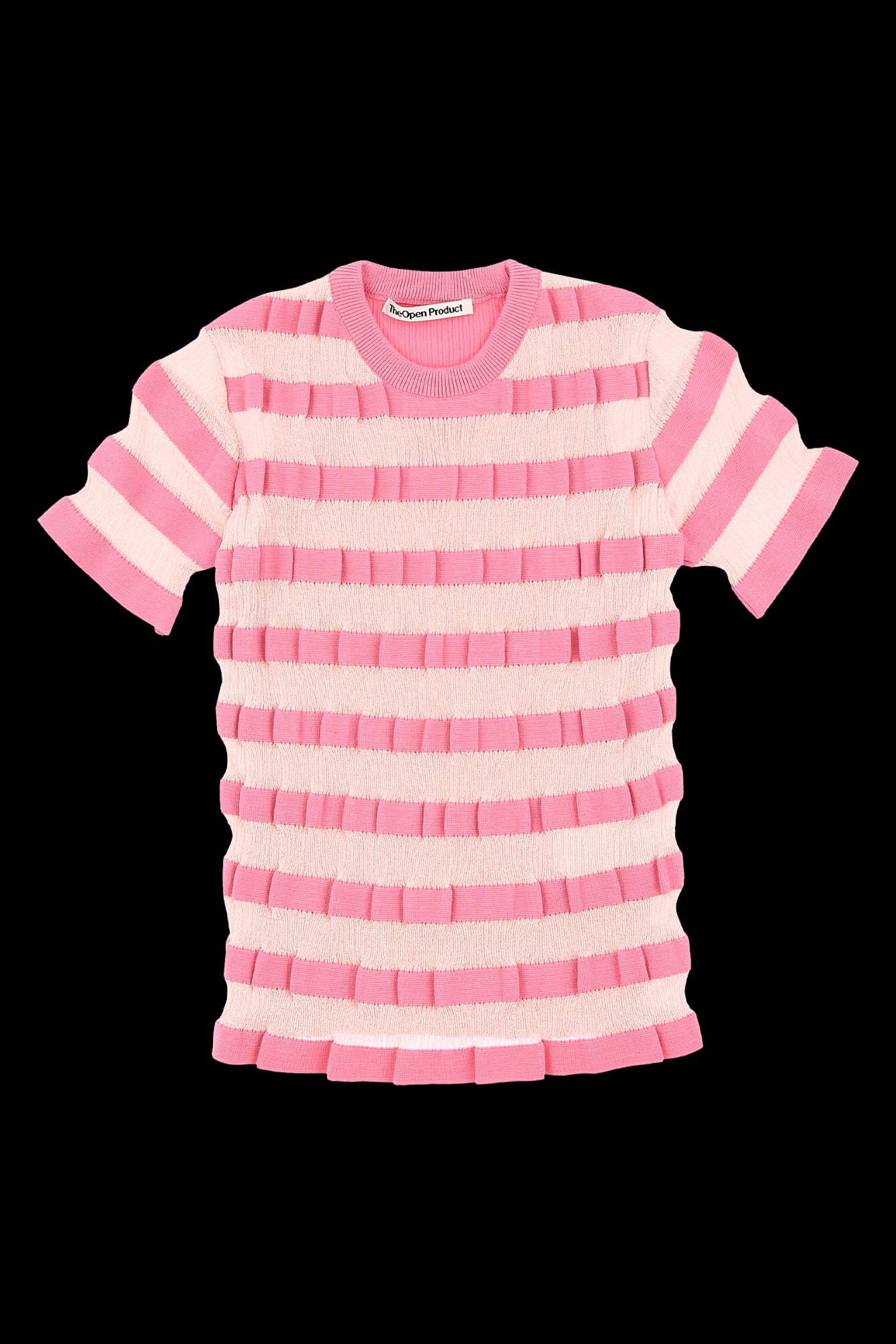 스트라이프 반팔 니트