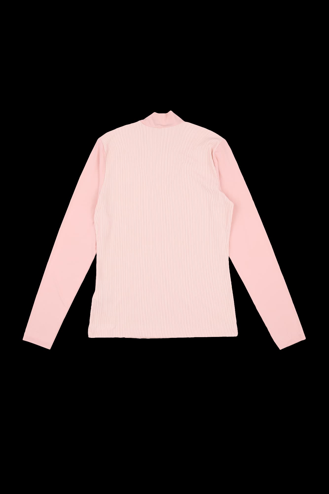 배색 하이넥 긴팔 골지 티셔츠