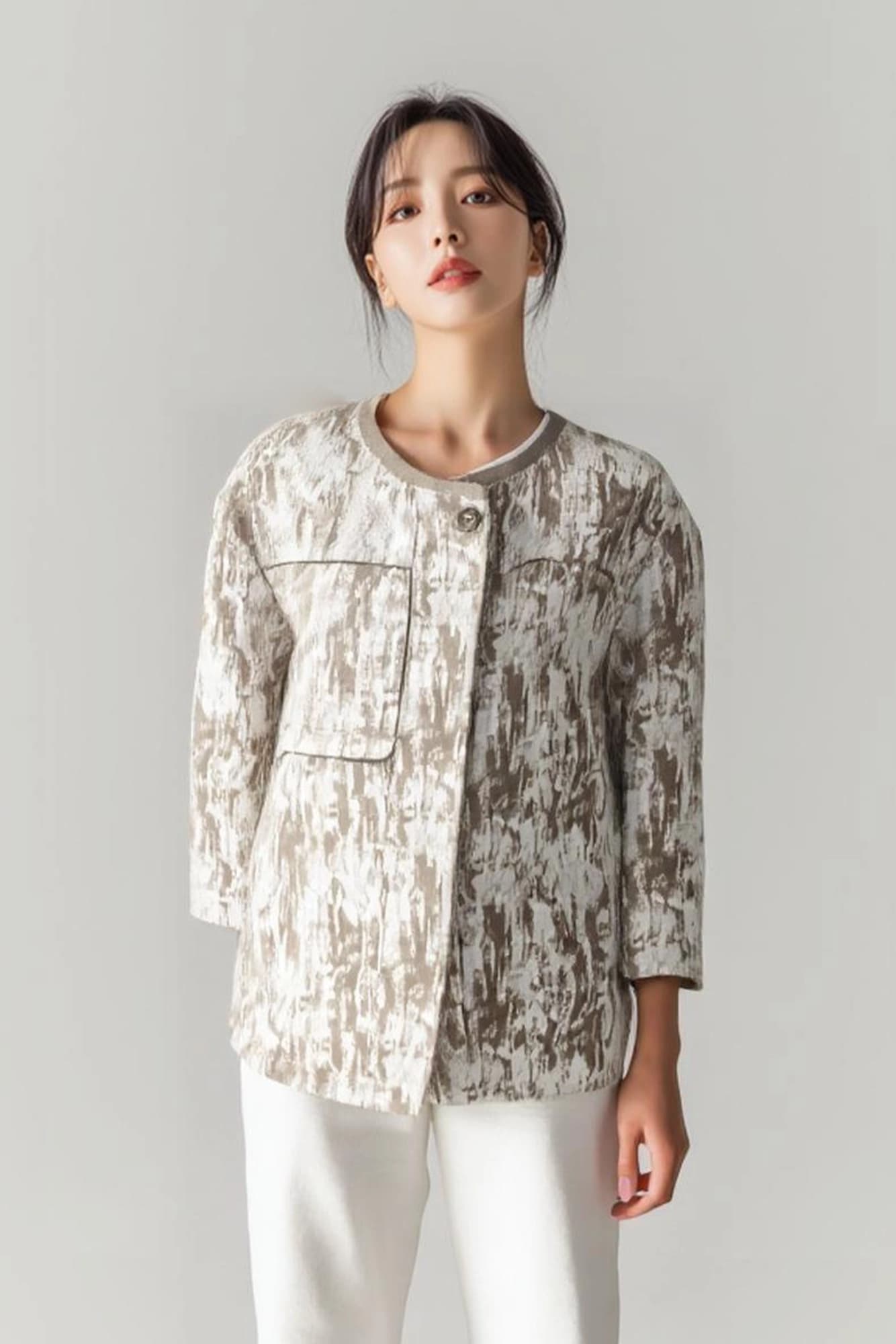 프린팅 린넨 자켓