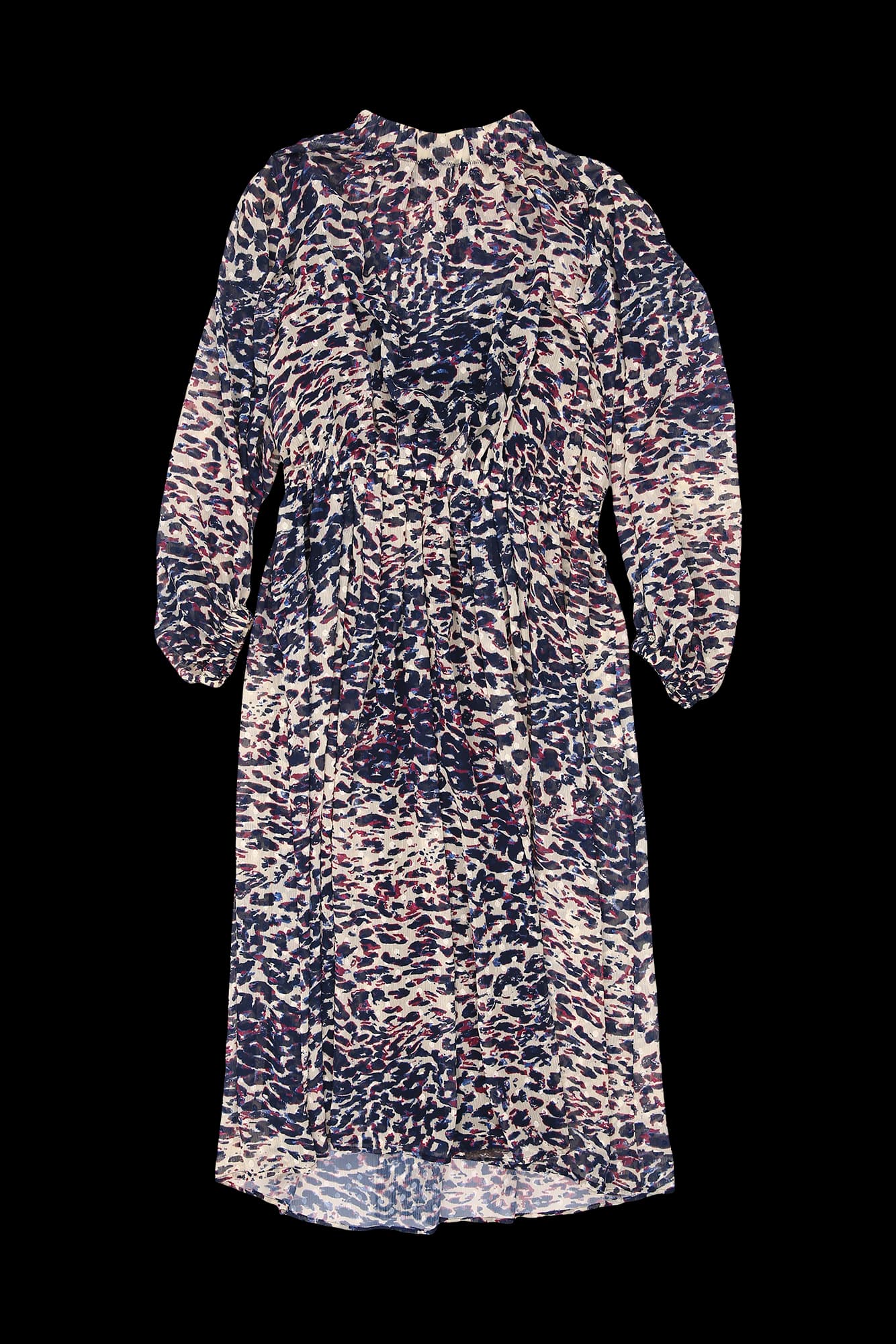 레오파드 패턴 긴팔 원피스