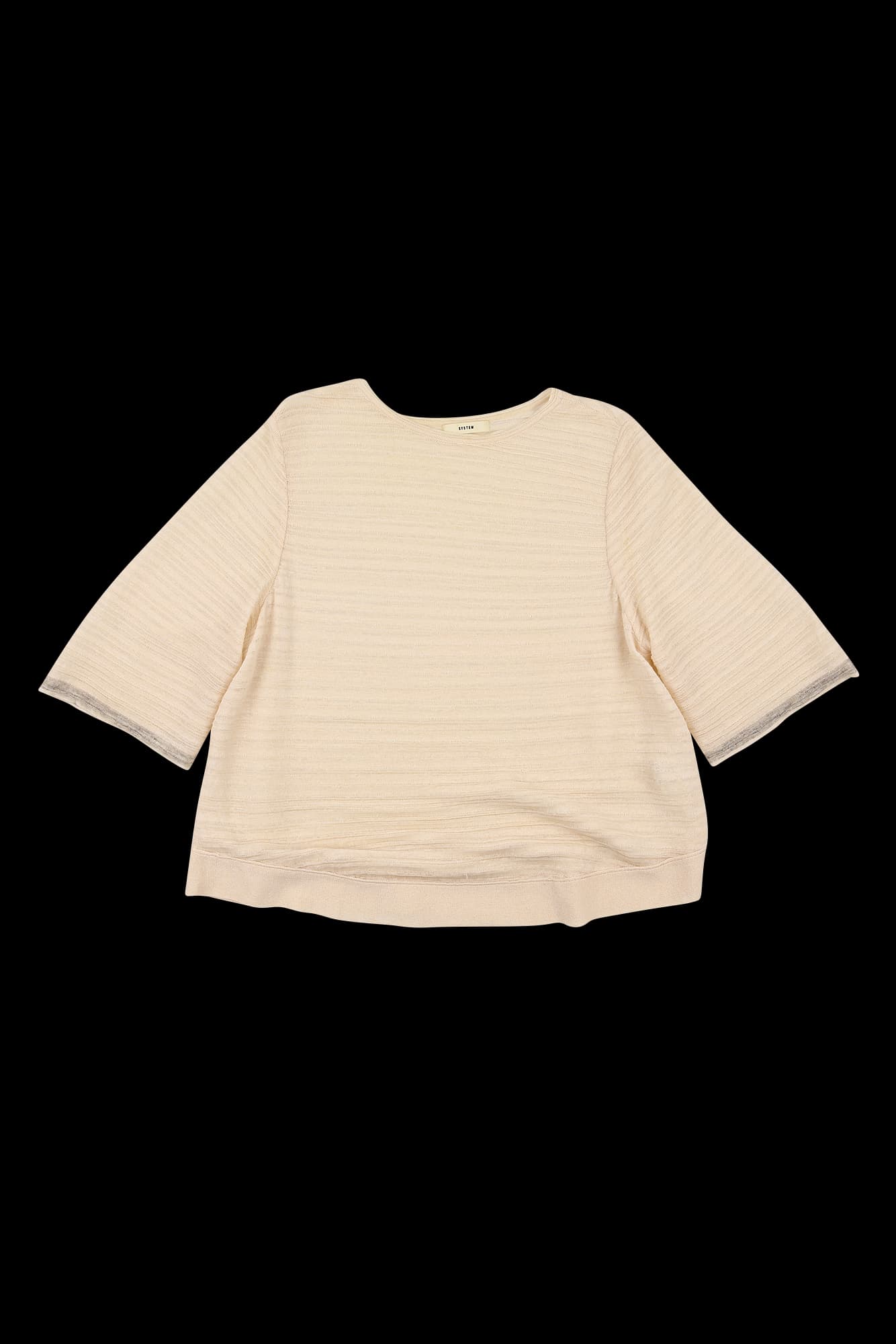 소매 무늬 골지 마 반팔 티셔츠