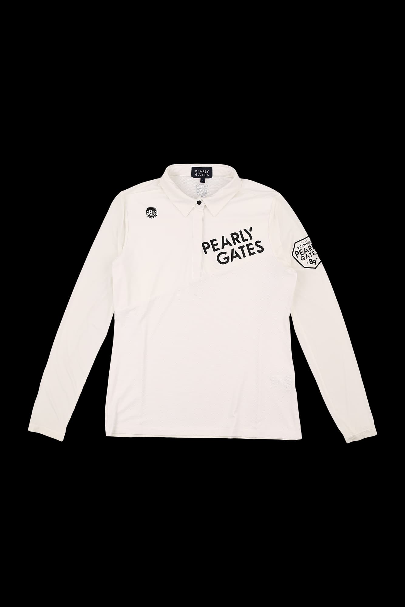 로고 프린팅 메쉬 카라 긴팔 티셔츠