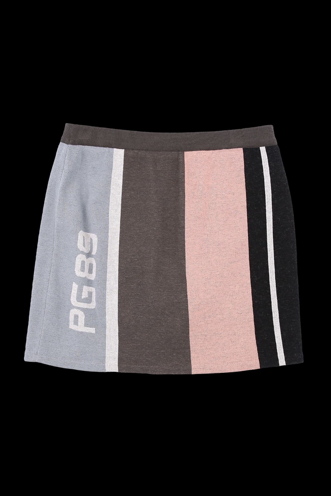 배색 레이온 밴딩 스커트