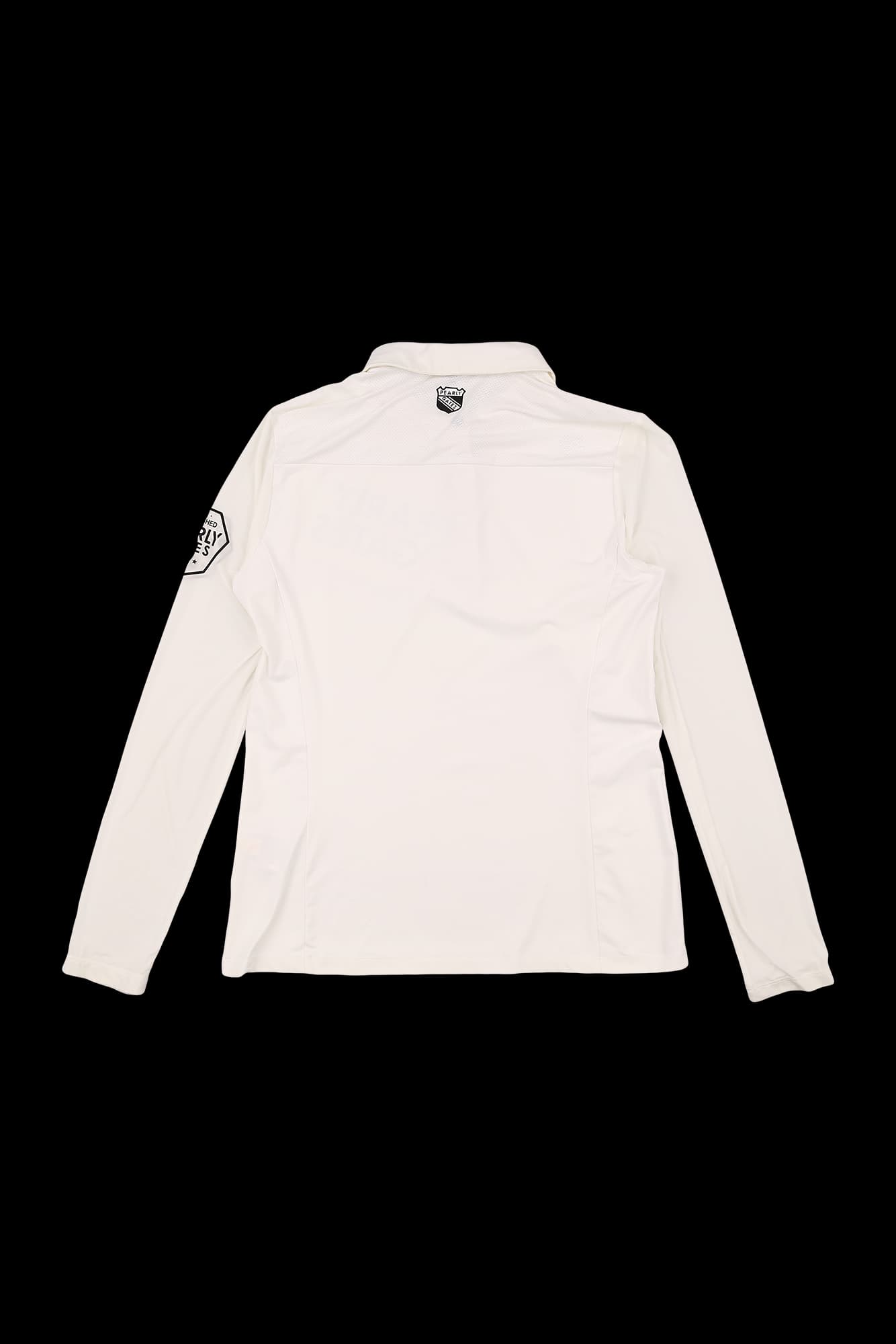 로고 프린팅 메쉬 카라 긴팔 티셔츠