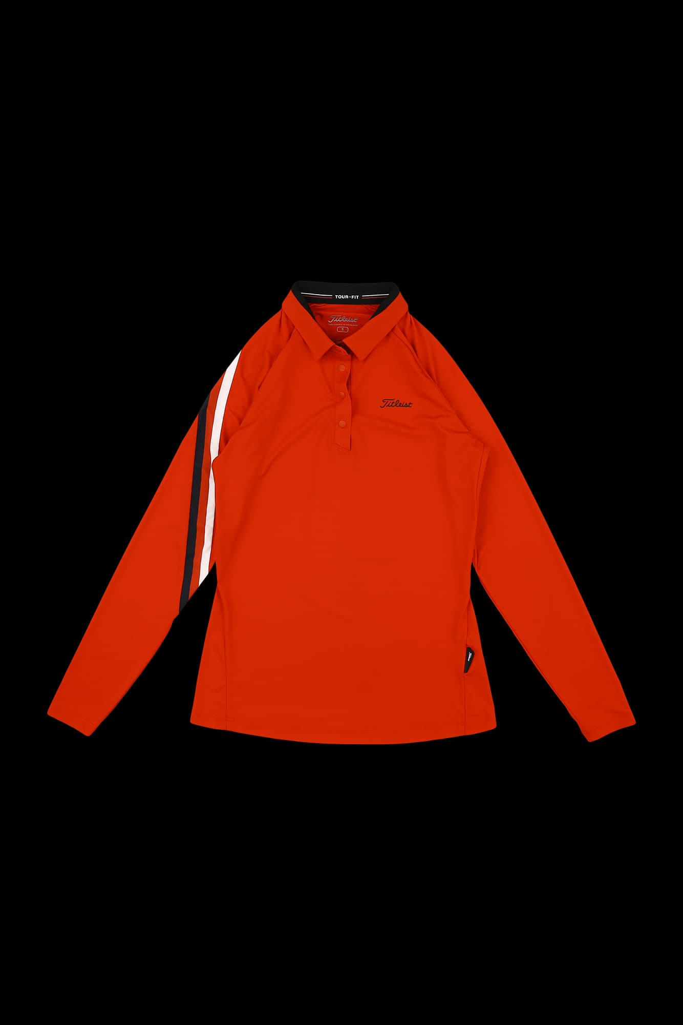 배색 소매 카라 긴팔 티셔츠