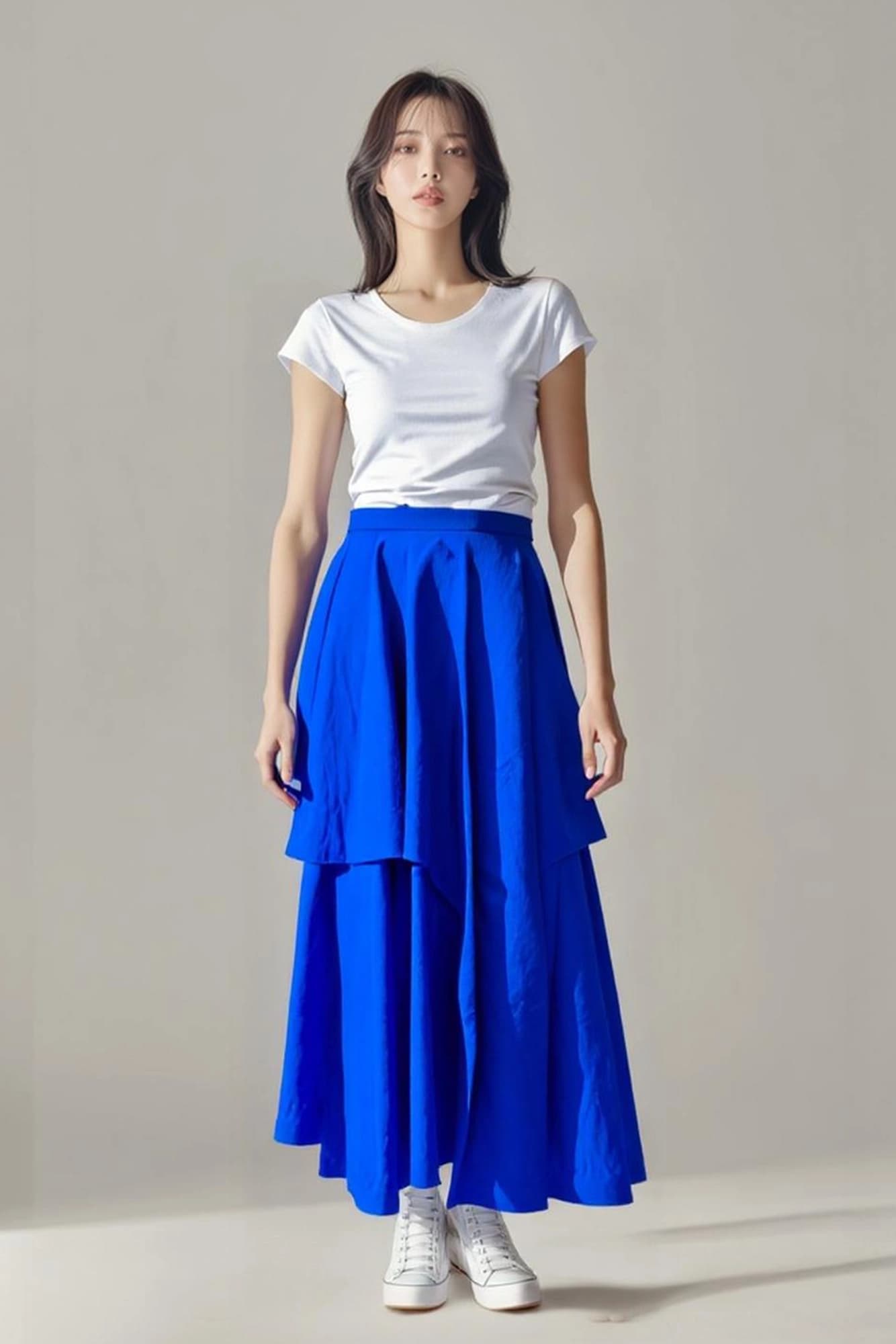 레이어드 롱 스커트