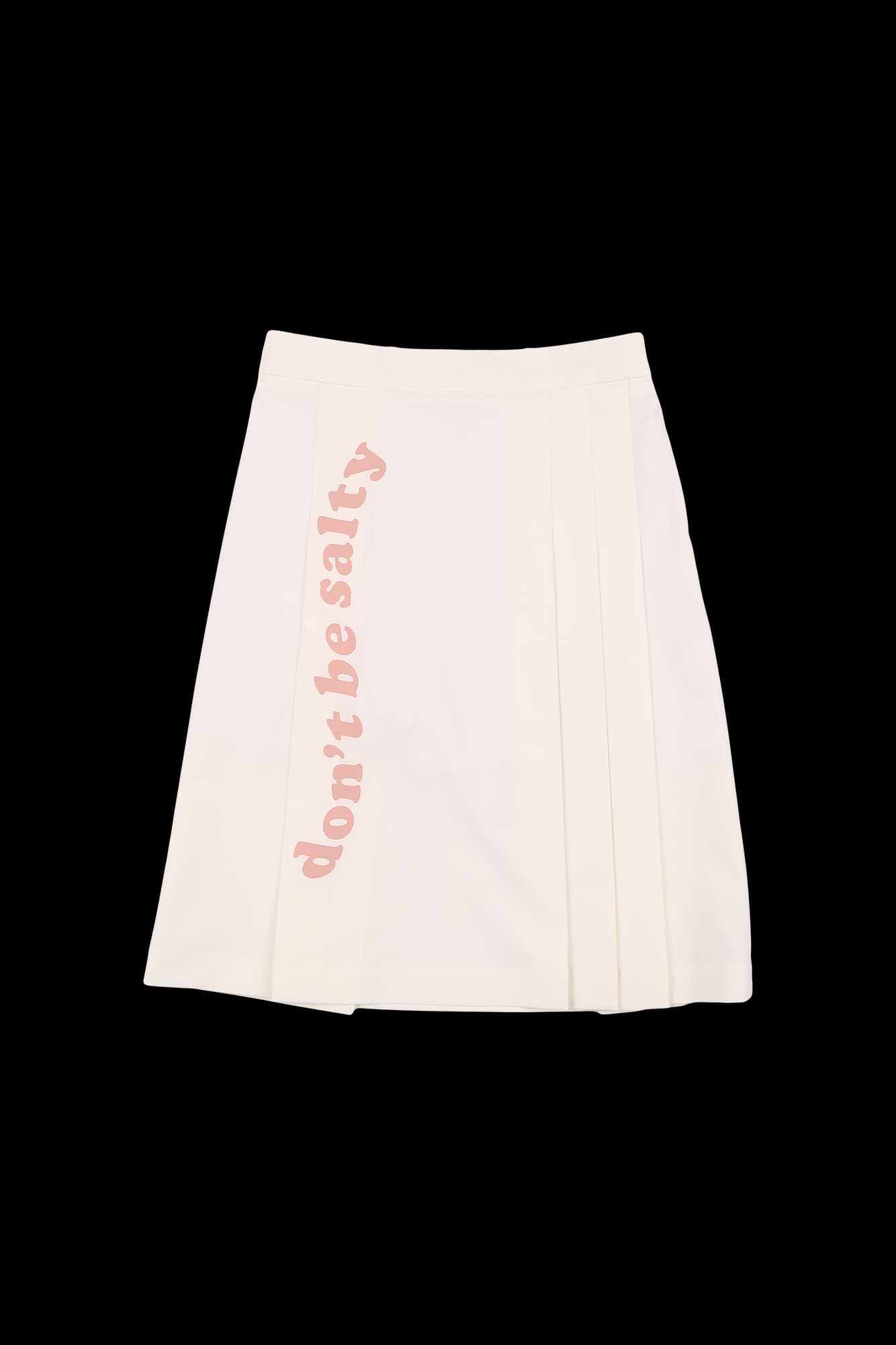 로고 플리츠 미디 스커트