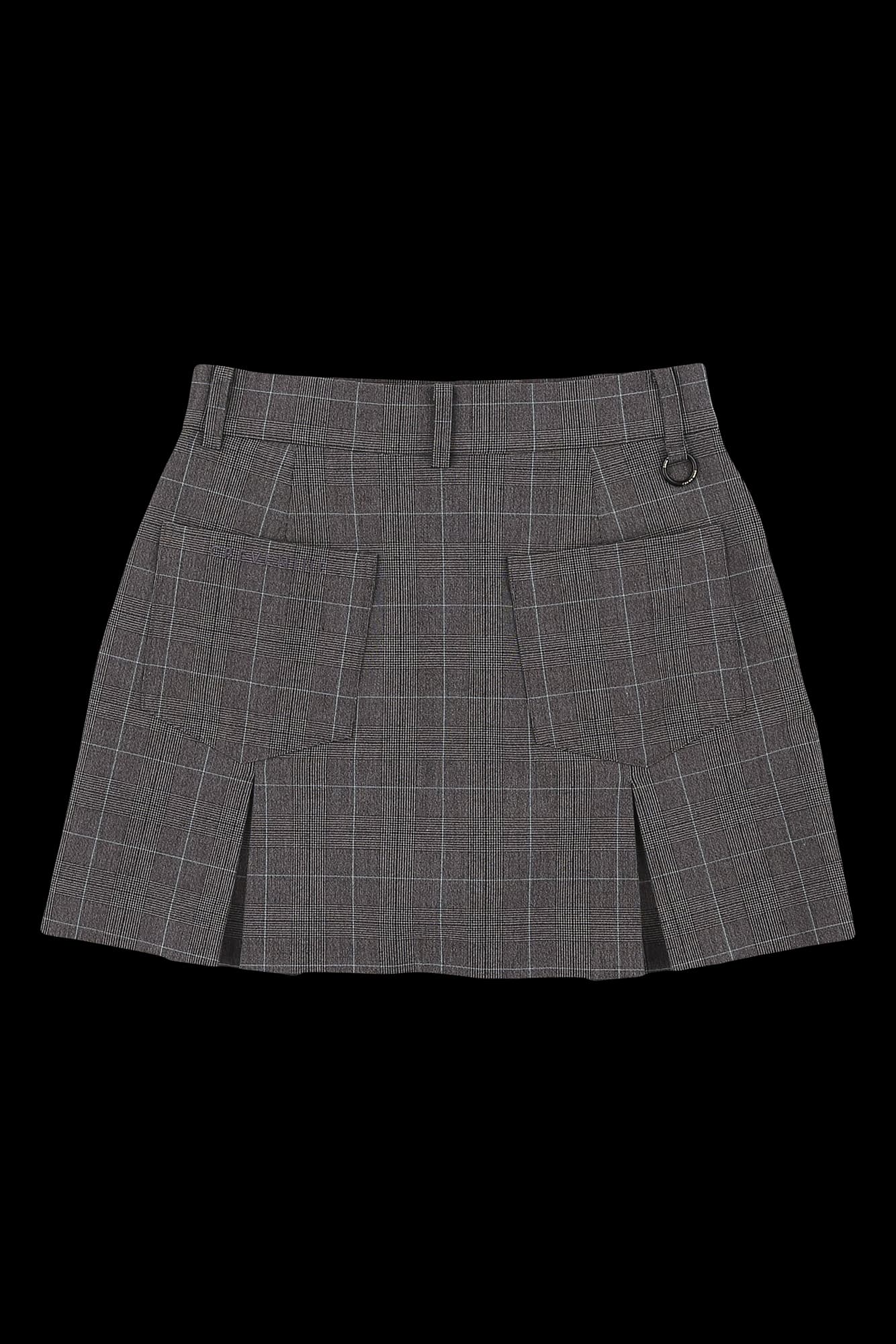 체인 포켓 체크 스커트